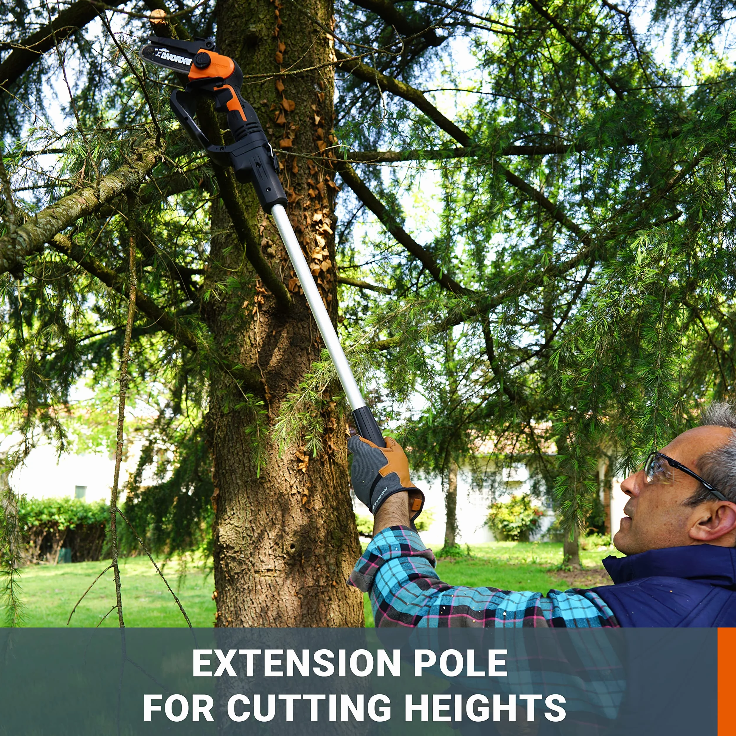 WORX Mini akumulatorowa piła łańcuchowa 18V (20V MAX) WG324E.1, PowerShare, przenośna mini piła łańcuchowa elektryczna, pręt 12 cm