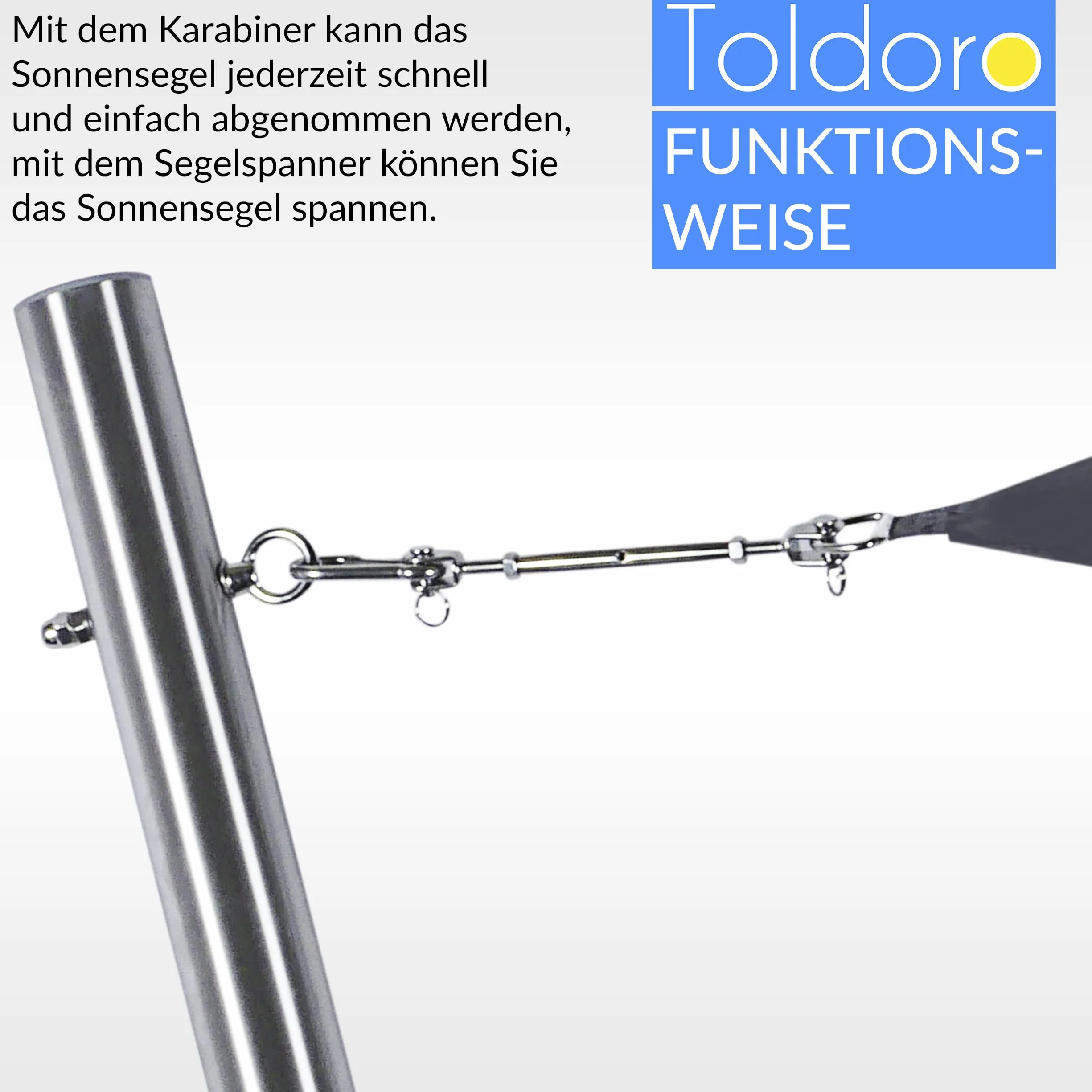 Toldoro® 3 m maszt na żagiel przeciwsłoneczny z bolcem oczkowym / Ø 70 mm, nierdzewny maszt przeciwsłoneczny ze stali szlachetnej V2A / słupek do żagla przeciwsłonecznego/stabilny żagiel