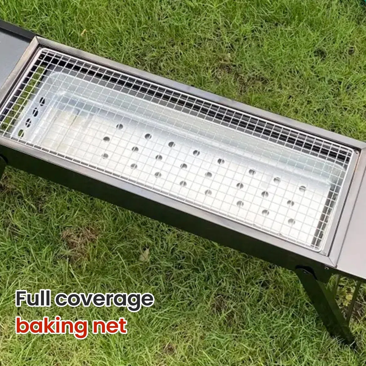 Składany Grill Składany Piecyk | Zewnętrzny Grill Barbecue Na Węgiel Drzewny Z Bocznymi Tackami Do Ogrodu, Na Świeżym Powietrzu, Do Mieszkania, Na Balkon, Na