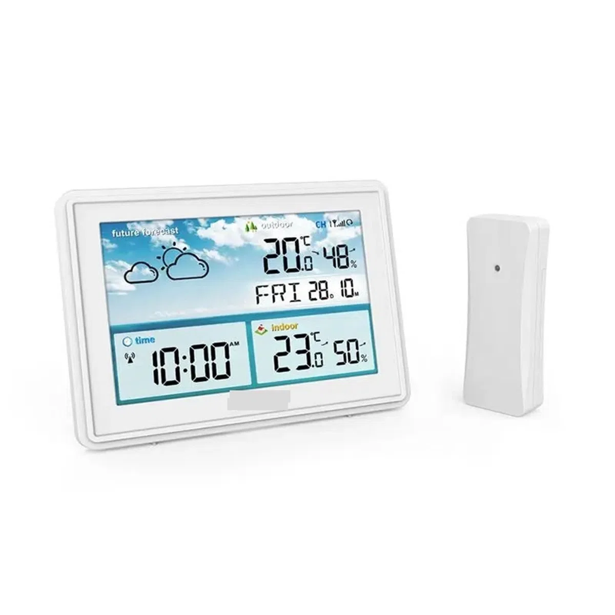Bezprzewodowa cyfrowa stacja pogodowa Kolorowy wyświetlacz LCD Termometr Higrometr Czujnik prognozy Temperatura mrozu Kalendarz Budzik,Dokładnie przewiduj(Black with plug)