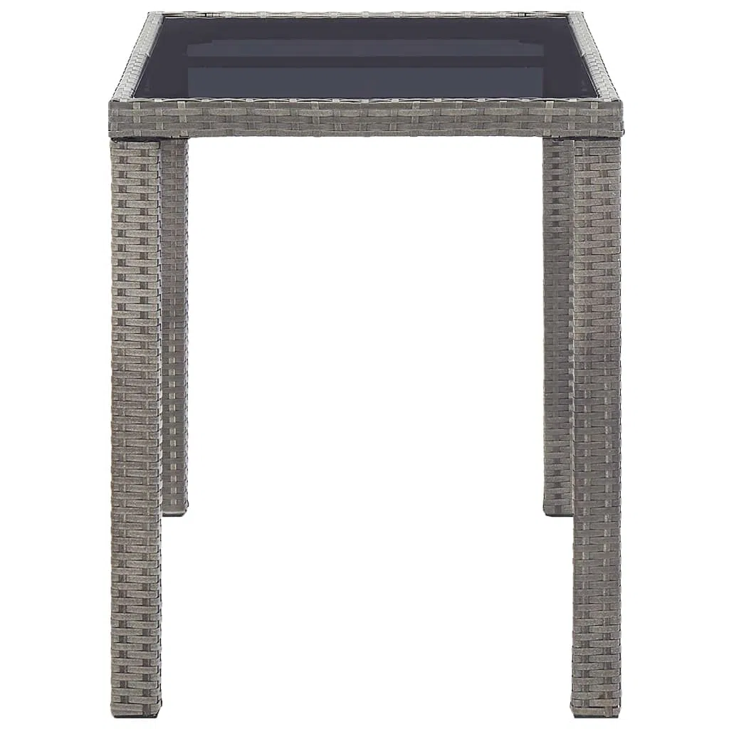 Stół ogrodowy z polirattanu, antracyt, 123 x 60 x 74 cm, ze szklanym blatem, stabilna rama stalowa, wodoodporny rattan PE, łatwy w pielęgnacji, idealny do ogrodu, na taras, werandę, stół do