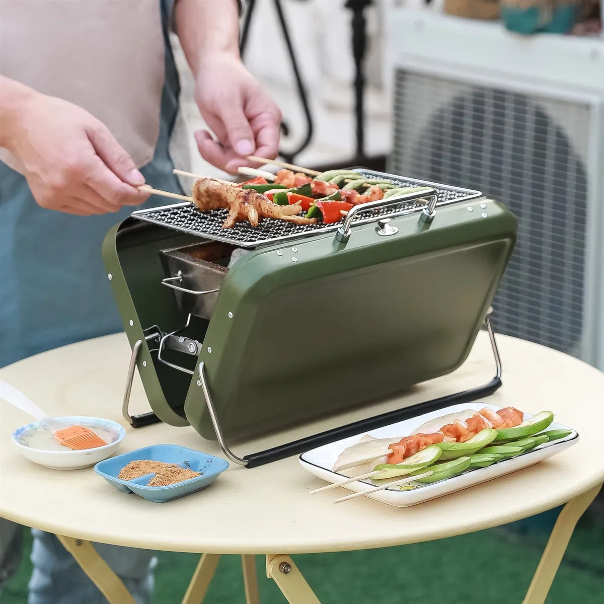Przenośny Grill Ogrodowy Typu Walizka Do Grillowania Na Kempingu, Pikniku, Piec Do Grillowania Na Węgiel Drzewny Do Użytku Domowego