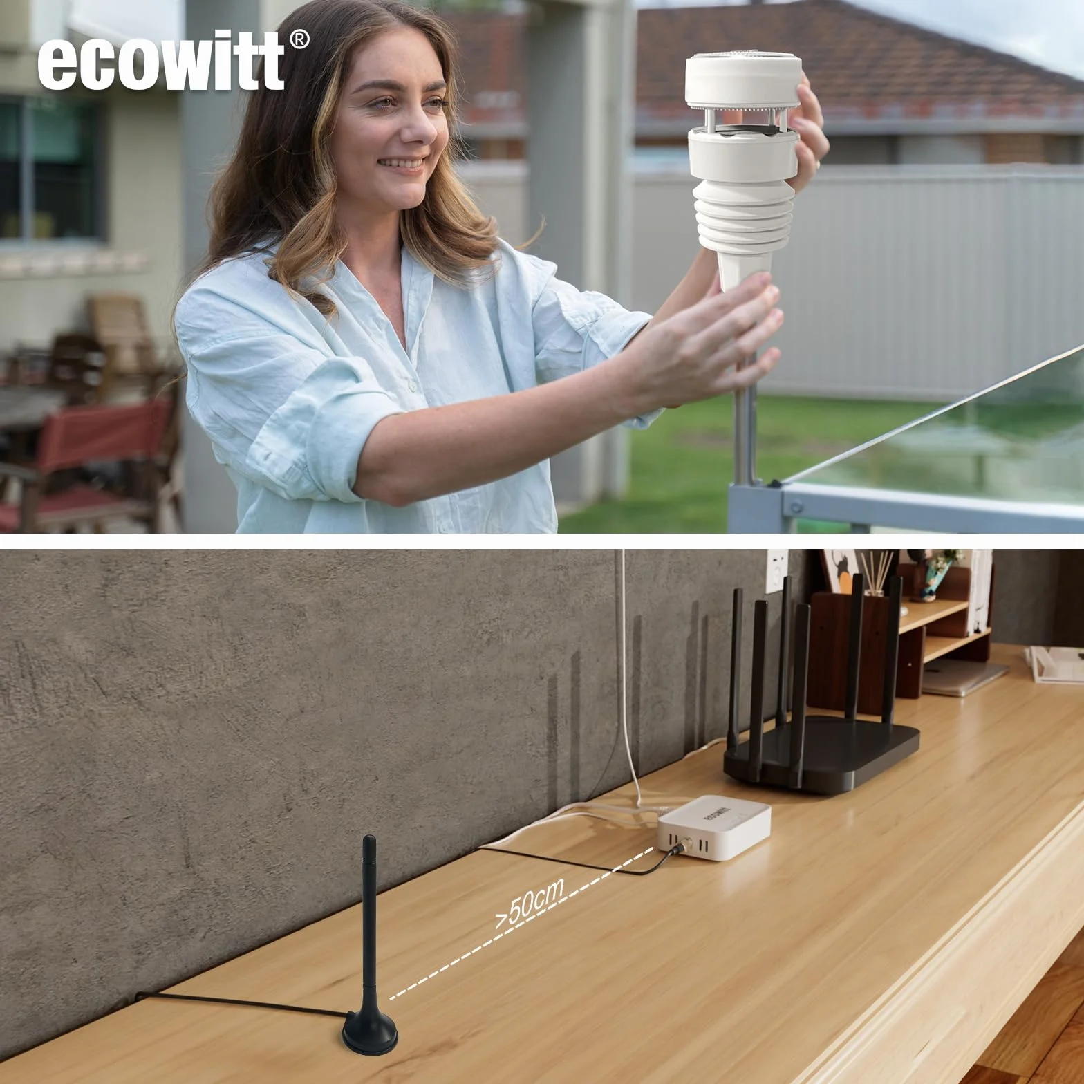 ECOWITT GW3011 Stacja pogodowa 3 w 1 z czujnikami temperatury/wilgotności/barometrycznymi
