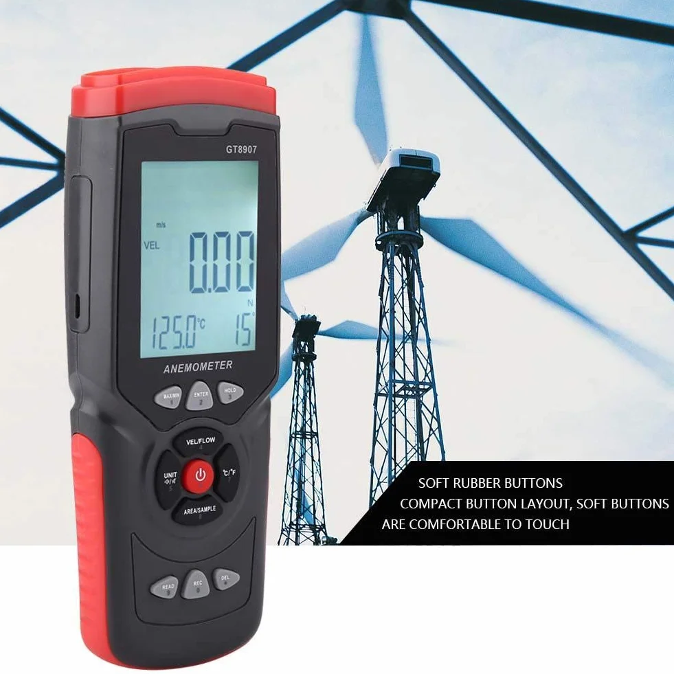 GT8907 Wysoko precyzyjny USB Anemometr Prędkość wiatru / Temperatura/wilgotnościomierz cyfrowy termometr wiatrowy