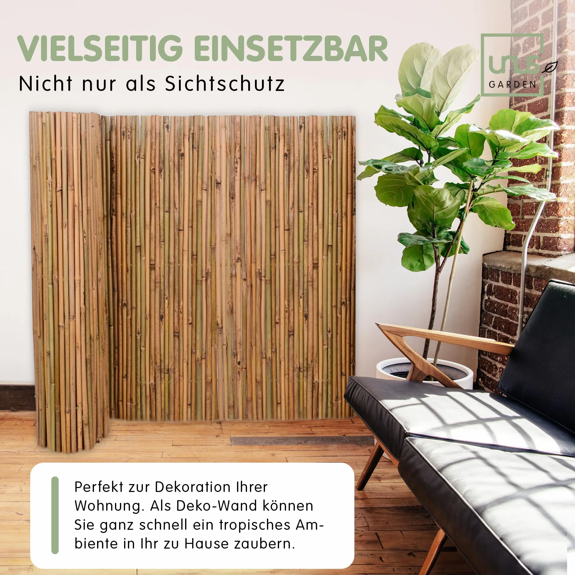 Nature by Kolibri bambusowa mata maskująca, 120 x 300 cm, mata chroniąca przed wiatrem, ogrodzenie do ogrodu, na balkon, taras