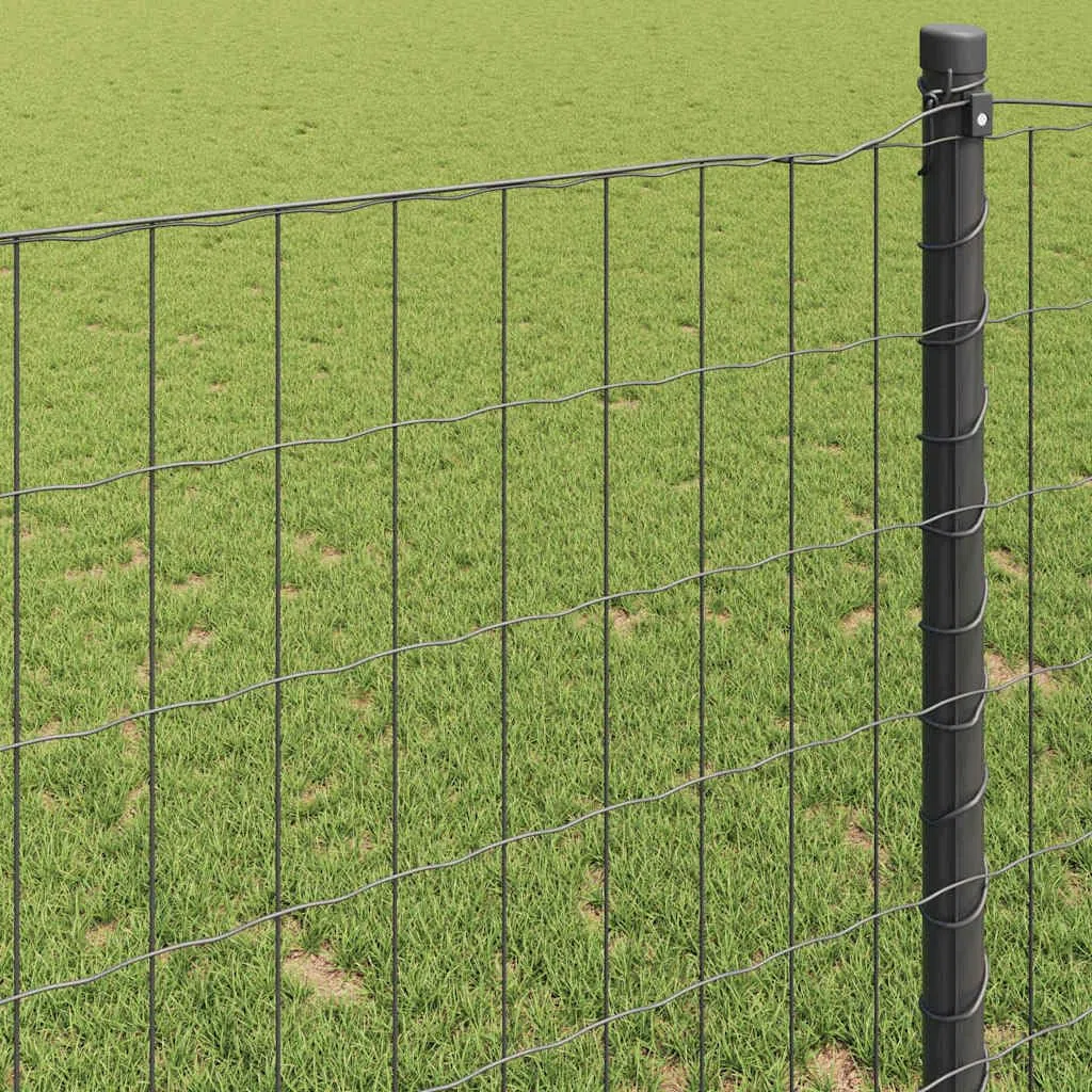 Ogrodzenie euro, szare, 1,2 x 25 m, żelazo powlekane PCW, wytrzymałe ogrodzenie ogrodowe do użytku na zewnątrz, bariera dla zwierząt, łatwy montaż bez kopania