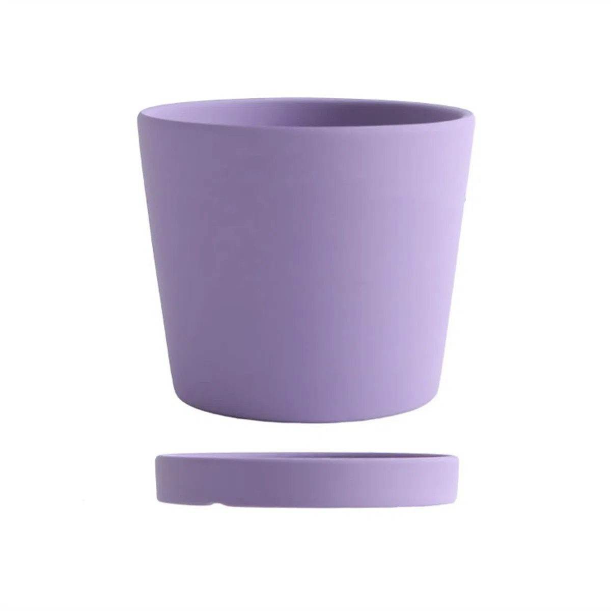 HIHELO Donice Ceramiczna okrągła doniczka z otworami drenażowymi sukulenty kaktus orchidea doniczka doniczkowa prosta z tacą doniczka do przedszkola (kolor: fioletowy)