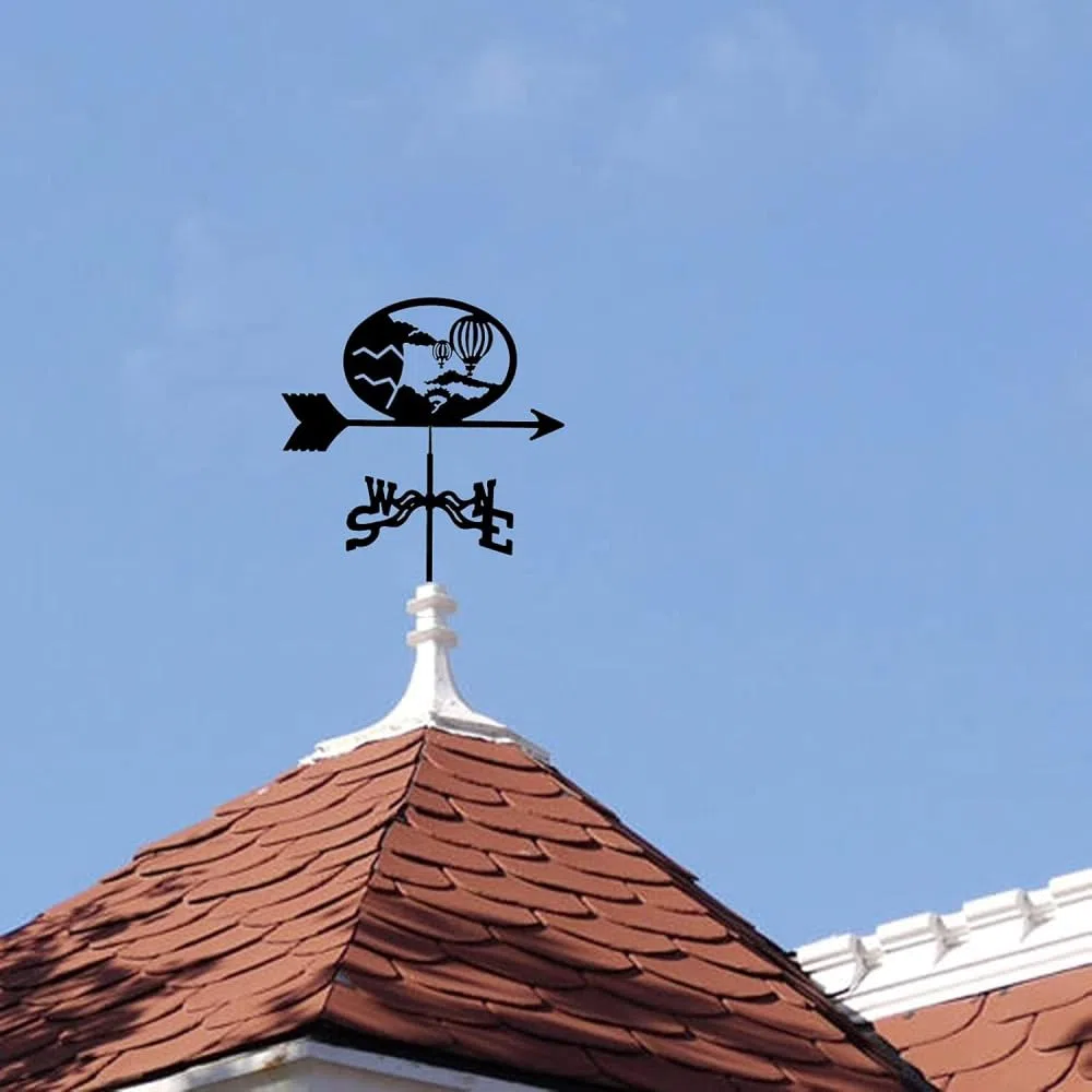 Wiatrowskaz ze stali nierdzewnej, wskaźnik kierunku wiatru, narzędzie pomiarowe do ogrodu na zewnątrz żelazny wiszący ogród, podwórko, dekoracja