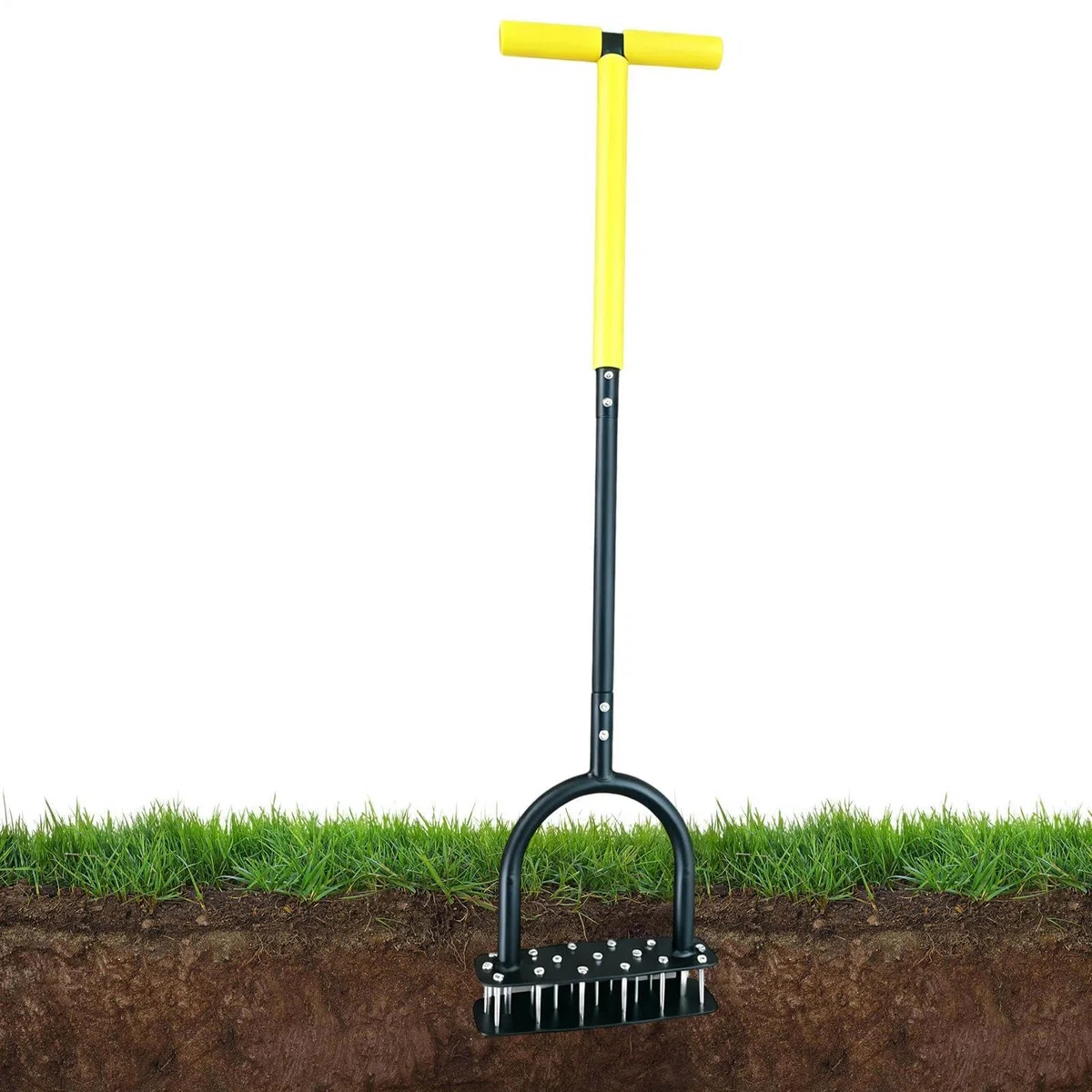 Aerator do trawy Wytrzymały ręczny ergonomiczny kultywator | Aerator Kolcowy Do Trawników Do Ogrodu, Patio, Rabat Kwiatowych, Podwórka, Spulchniania Gleby Oraz Pielęgnacji Parku