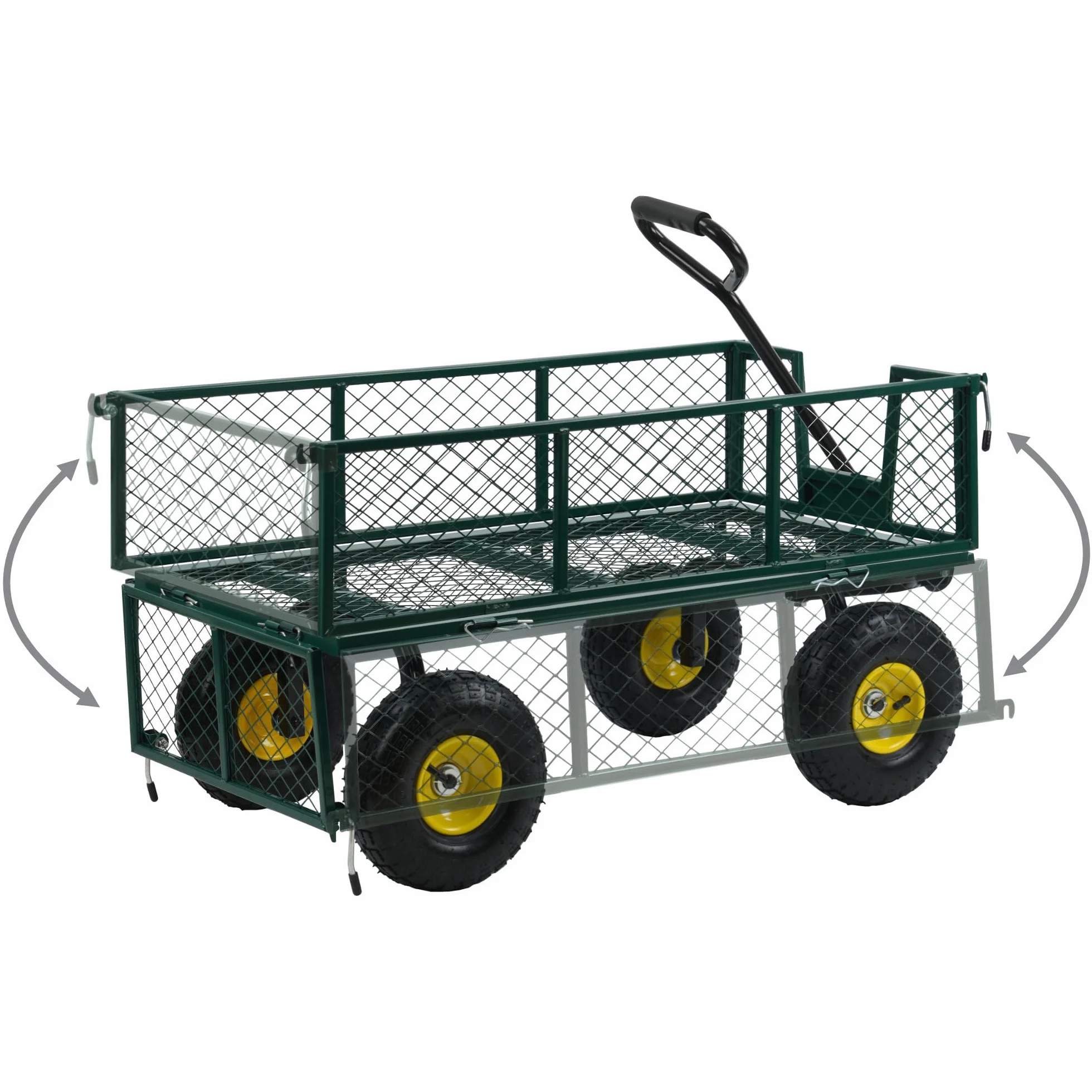 Zelsius Wózek ogrodowy 350 kg 105 l składany zielony/żółty