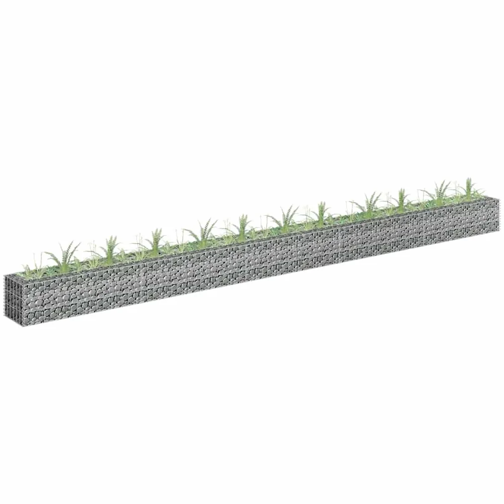 vidaXL Podwyższona donica gabionowa, galwanizowana stal, 450x30x30 cm