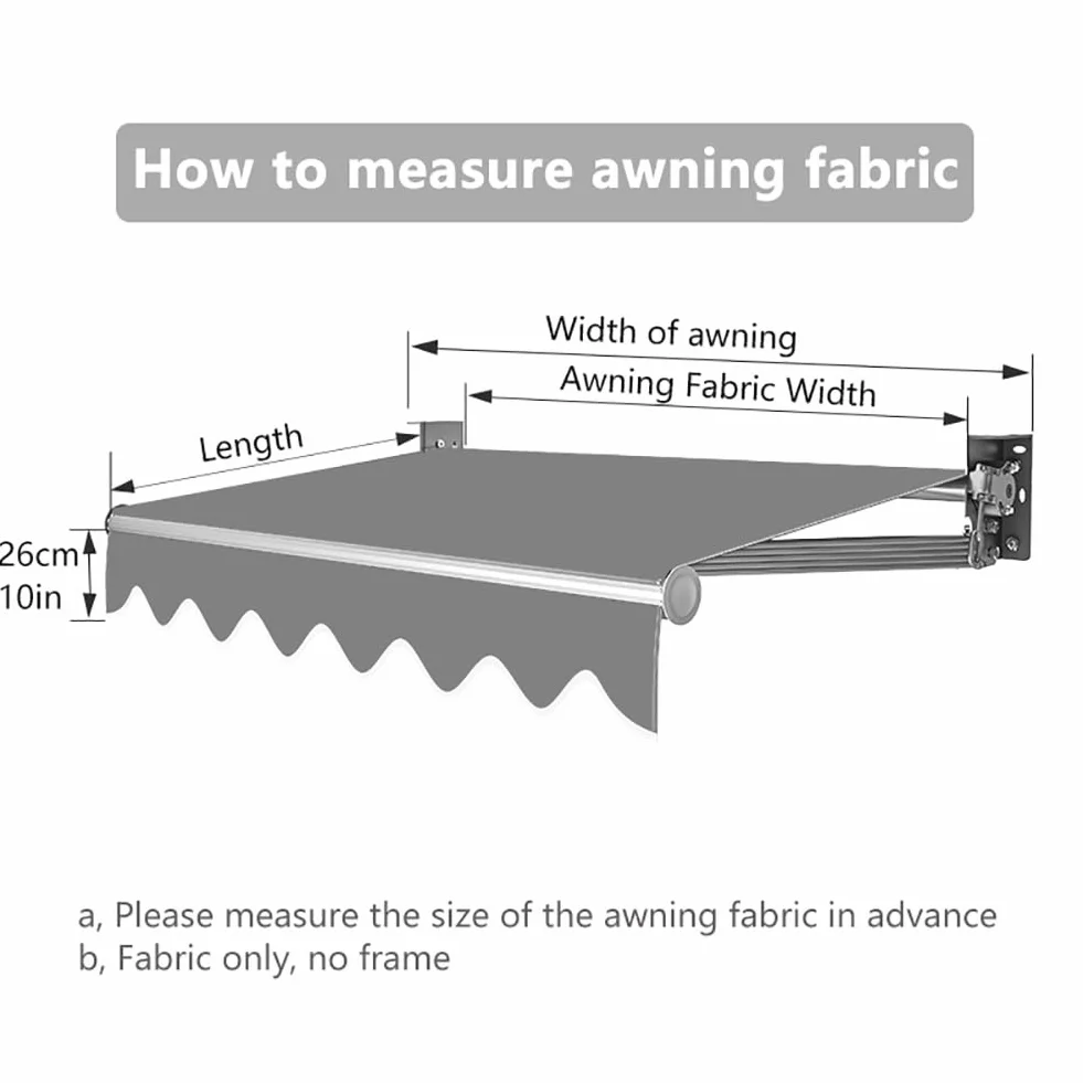 Rozwijana markiza tarasowa z materiału wymiennego z falbaną, zewnętrzna osłona okna tarasowego, osłona przeciwsłoneczna, baldachim(280x200cm)
