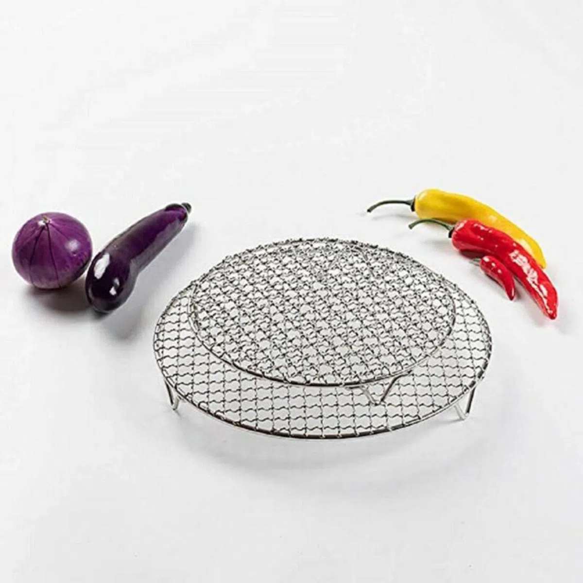 Artykuły do ​​pieczenia, Okrągły grill ze statywem, okrągły grill ze stali nierdzewnej, siatka druciana do grilla - ruszt do grilla, do gotowania/pieczenia żeberek, ciasteczek(240mm)