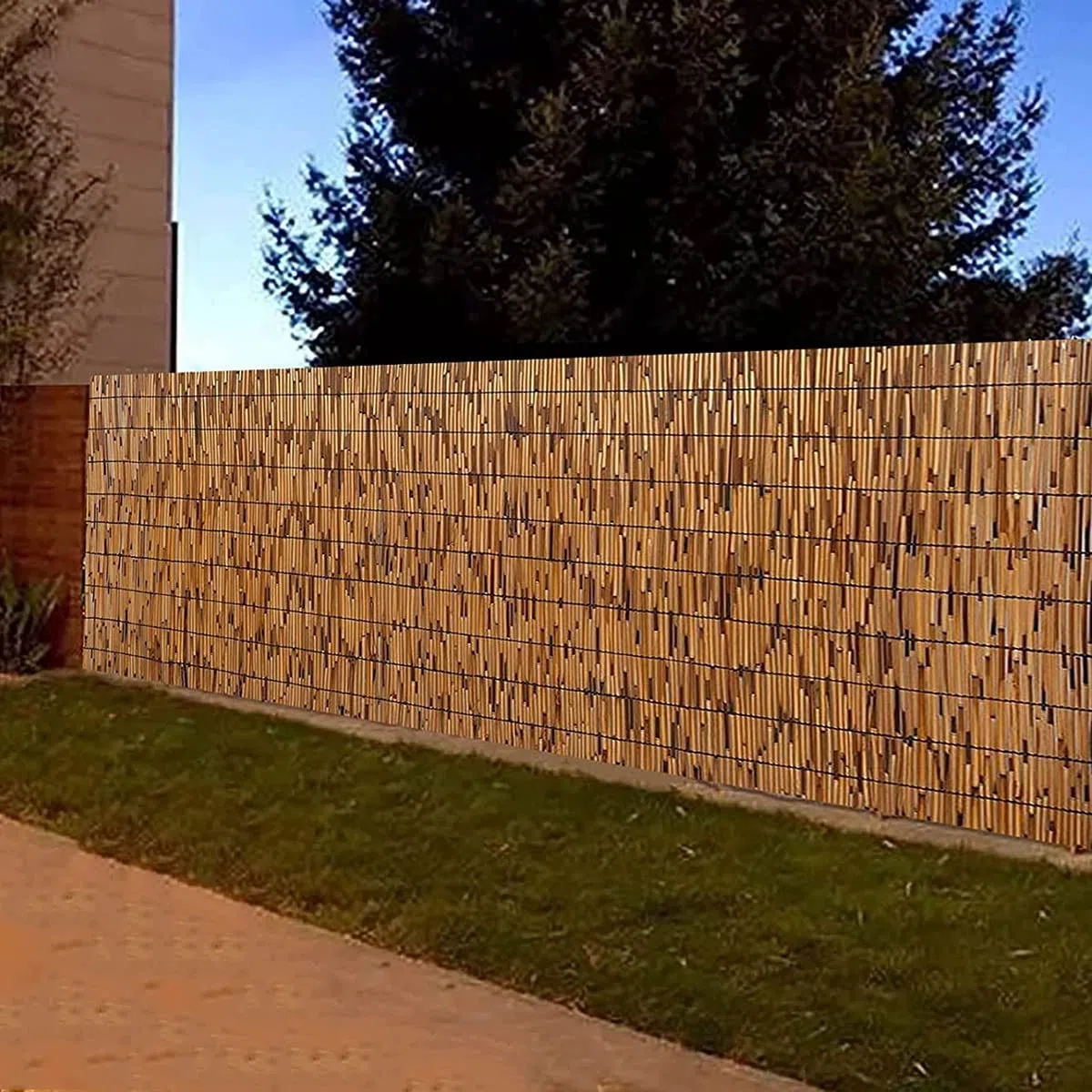Ogrodzenie bambusowe w rolce, na panele ogrodowe, dekoracje tarasowe i ochronę balkonu, 110 x 350 cm