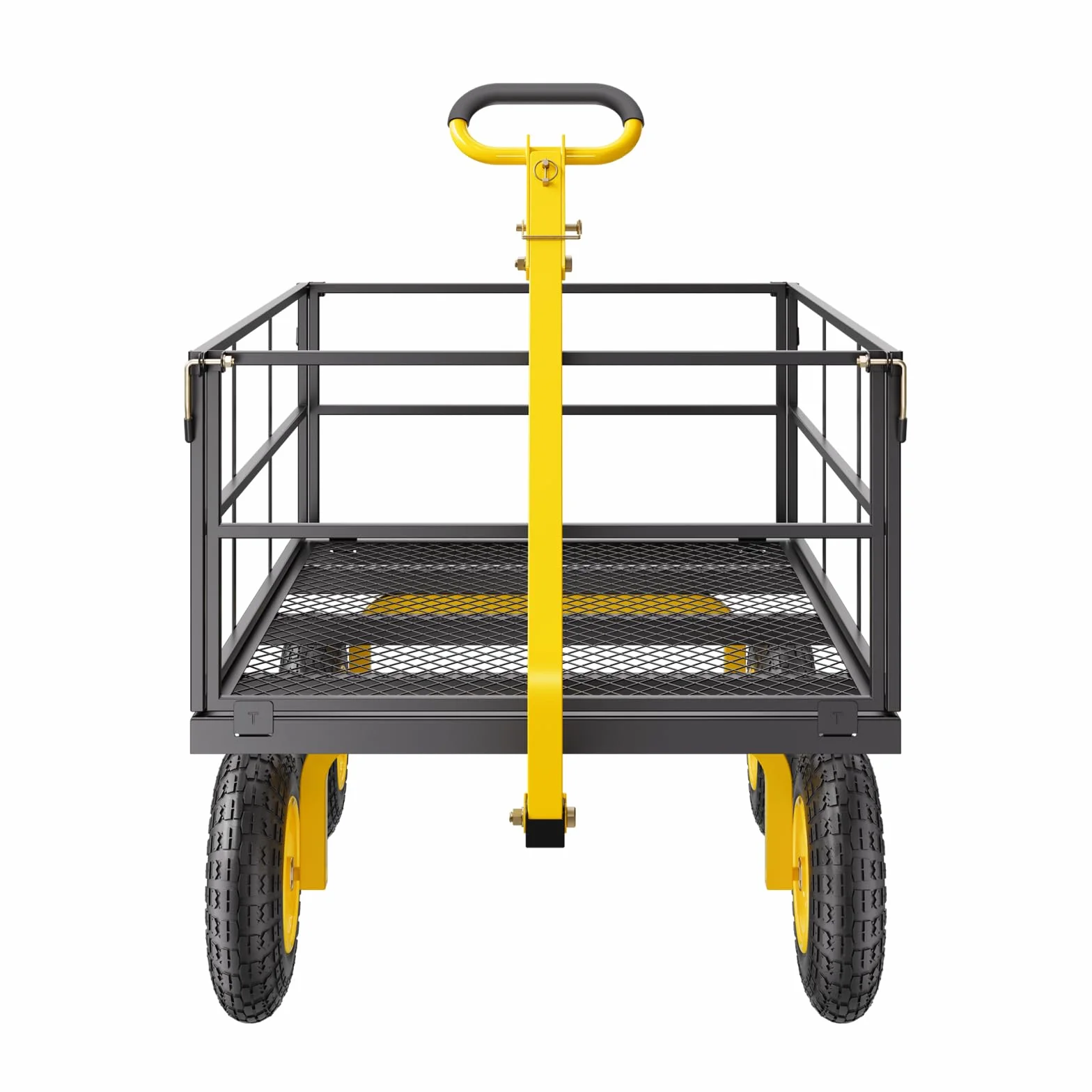 VEVOR Wózek ogrodowy ze stali nierdzewnej 635 kg Heavy Duty Holowanie Wózek ogrodowy, Zewnętrzna metalowa przyczepa ogrodowa z oponami 330 mm Zdejmowane boki z siatki