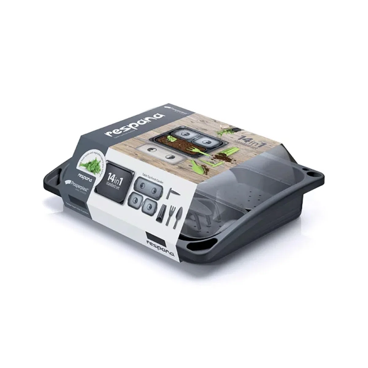 Prosperplast Mini szklarnia pokojowa, zestaw 14 w 1, z tworzywa sztucznego, odporna na działanie promieni UV, antracyt, przezroczysta, 57,6 x 46 x 19 cm (szer. x dł. x wys.)