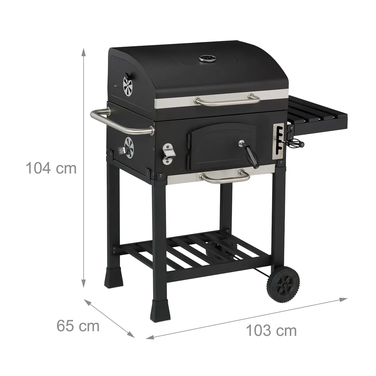 Relaxdays Grill na węgiel drzewny, grill na kółkach, z pokrywą, grill ogrodowy XXL, czarny/srebrny, 1 sztuka