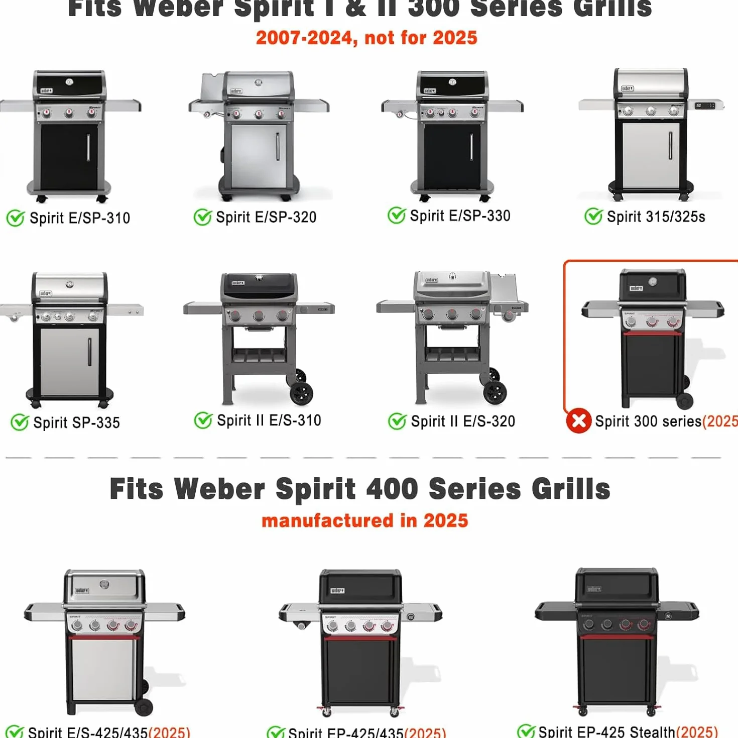 onlyfire Płyta grillowa ze stali nierdzewnej, płyta do grilla plancha do grilli gazowych Weber Spirit I, II & II serii 300, części zamienne do Weber Spirit S-310 S-320 E-310 E-320, 59,5 × 44 × 4,1 cm