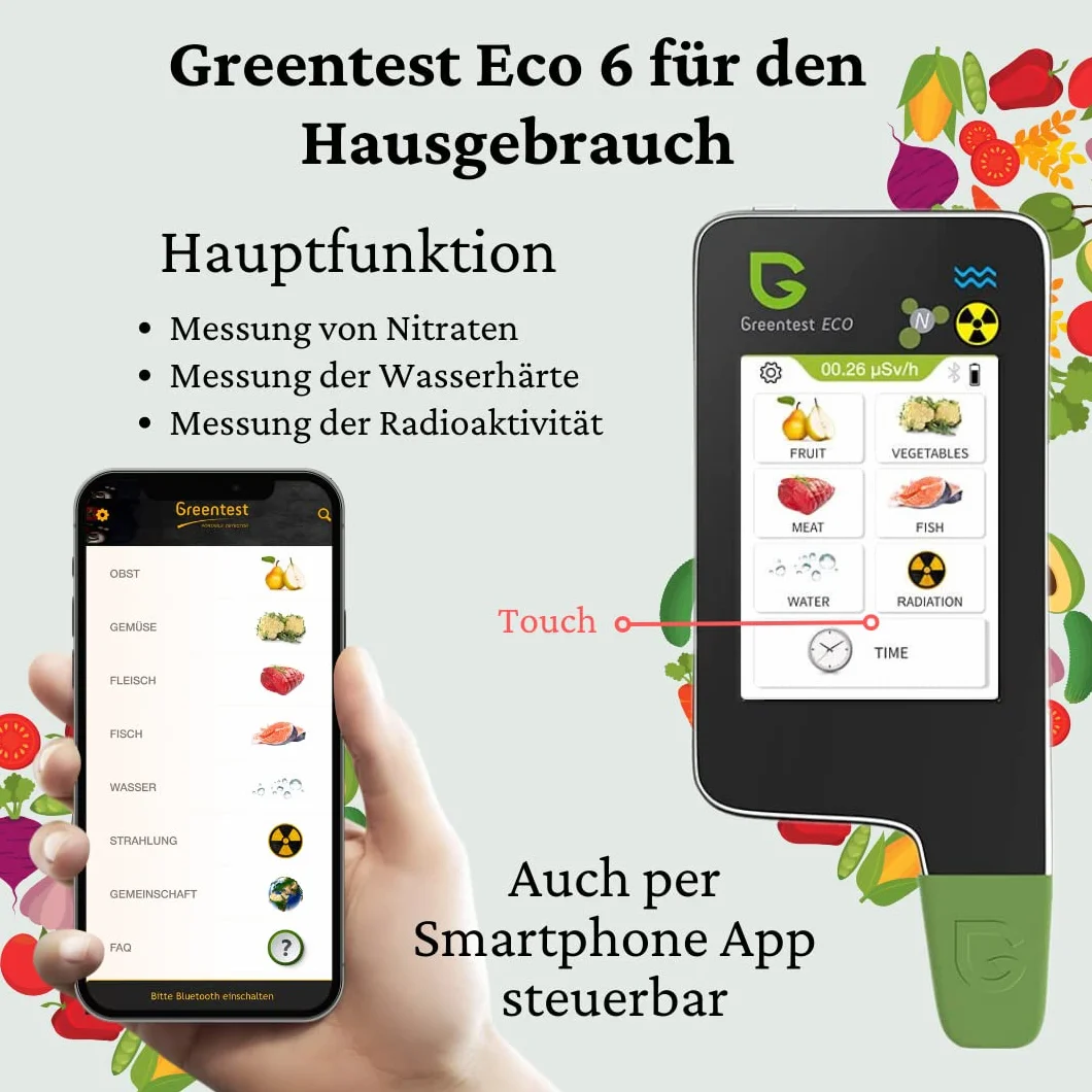 Greentest Eco 6 licznik Geigera tester azotanów mięsa ryb TDS miernik promieniowania dozymetr