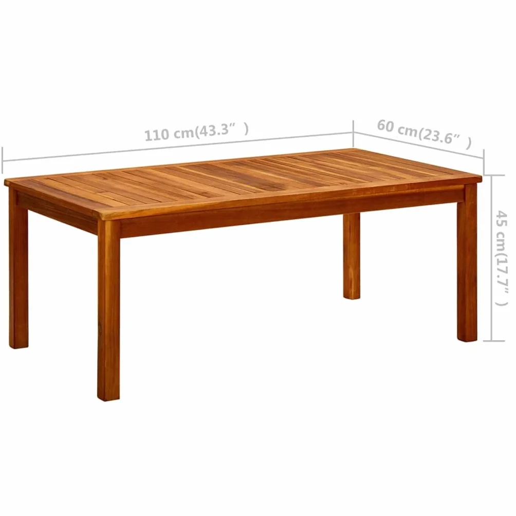 vidaXL Ogrodowy stolik kawowy 110x60x45 cm lite drewno akacjowe