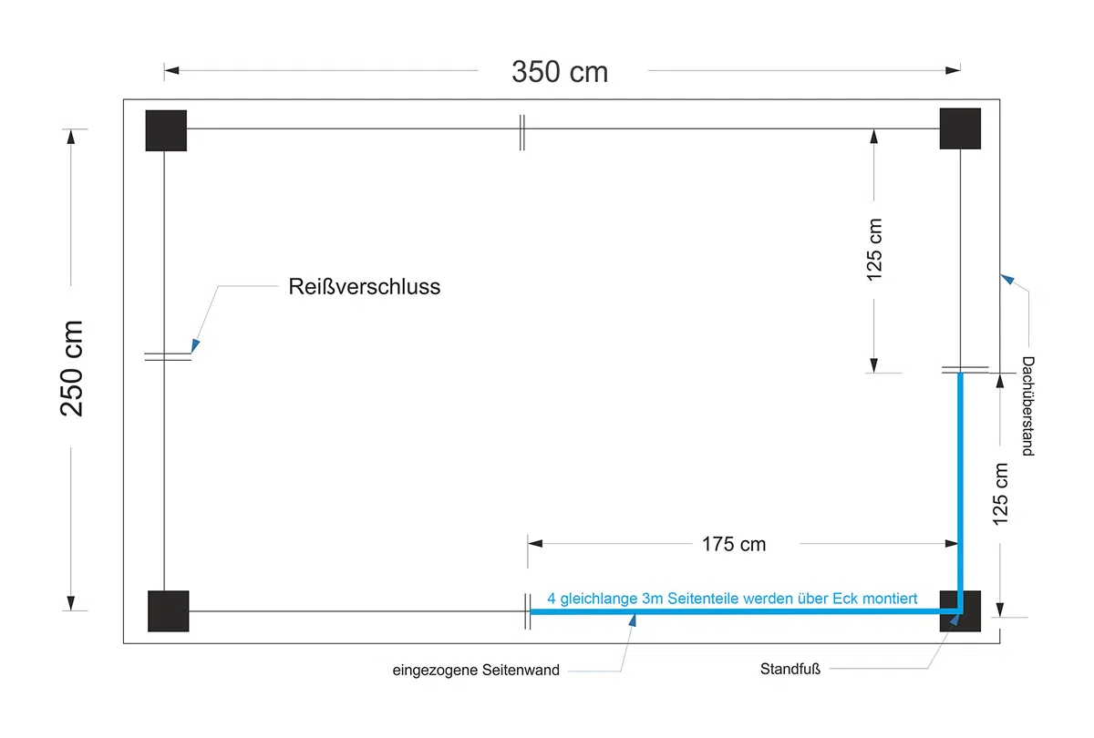Quick Star 4 cz??ci boczne do pawilonu Nizza 3 x 4 m, ?ciana boczna, kolor piaskowy