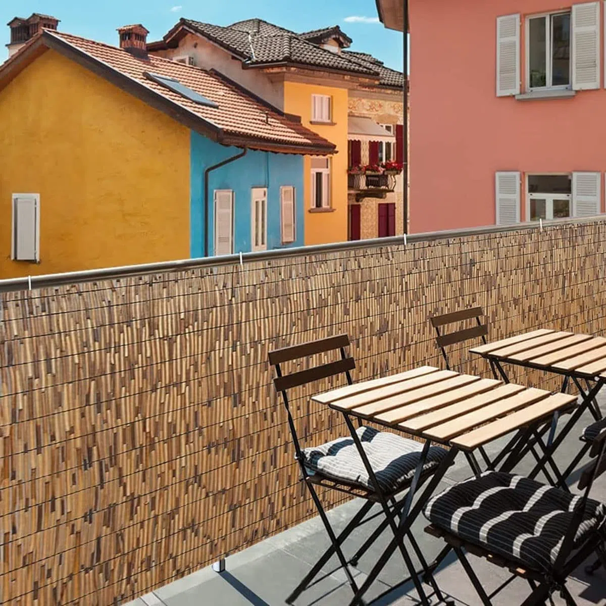 Ogrodzenie bambusowe w rolce, na panele ogrodowe, dekoracje tarasowe i ochronę balkonu, 110 x 350 cm