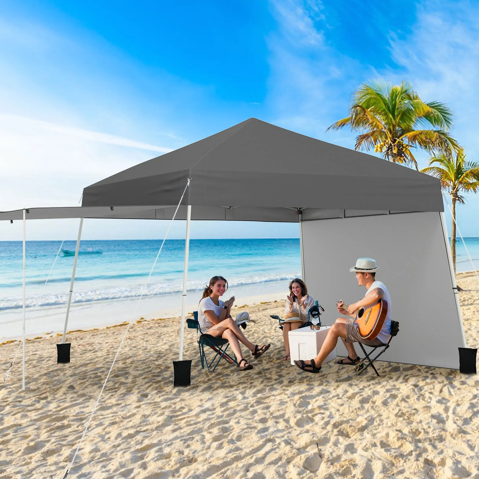 COSTWAY Pawilon pop-up 3x4 m, 2 wymiennych bocznych części, ochrona UV 50+, regulacja wysokości, namiot ogrodowy/imprezowy, 8 śledzi