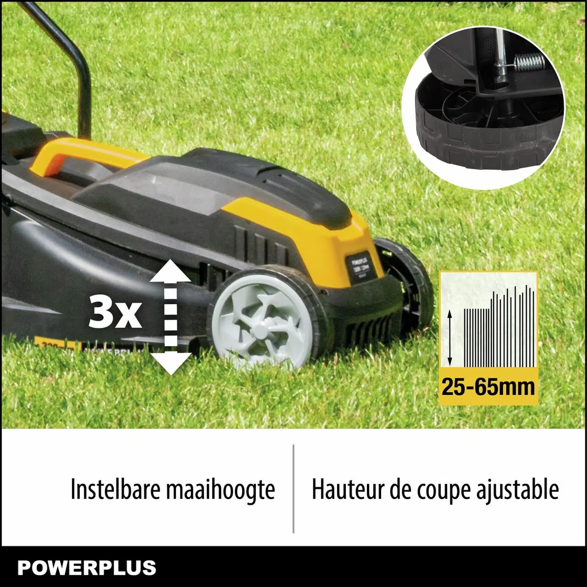 Powerplus Elektryczna kosiarka i podkaszarka POWXG62205T – kosiarka o mocy 1300 W i średnicy 320 mm i podkaszarka do trawy o mocy 250 W i 220 mm Ø, narzędzie ogrodowe