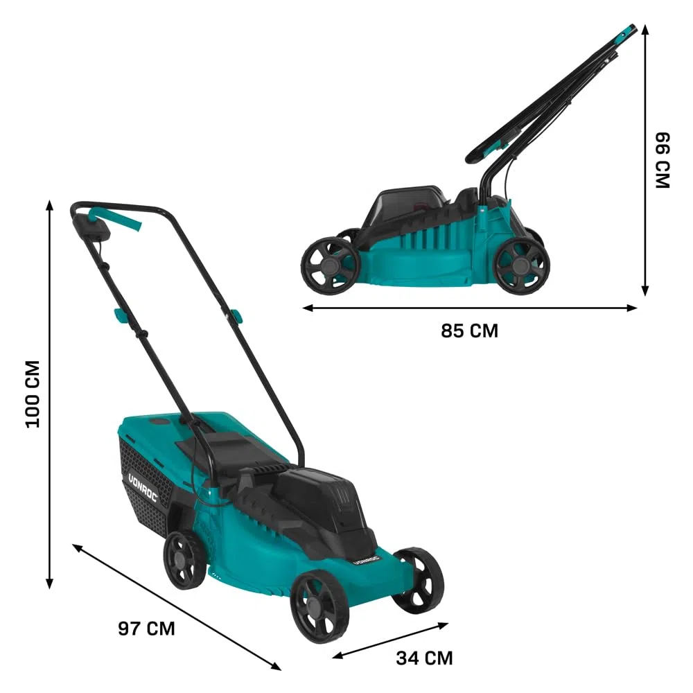 VONROC Kosiarka Akumulatorowa 20V 32cm z Silnikiem Bezszczotkowym, 30L Kosz, 3 Wysokości 30-70mm, Akumulator 2.0Ah i Ładowarka, Lekka Kosiarka Bezprzewodowa do Małych Ogrodów (aku 2.0Ah i ładowarka)