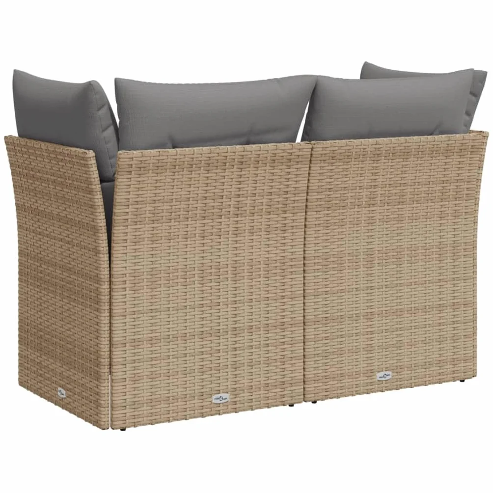 vidaXL Sofa ogrodowa z poduszkami, 2-osobowa, beżowa, polirattan, kanapa ogrodowa, siedzisko ogrodowe, 2-osobowa sofa ogrodowa, kanapy ogrodowe