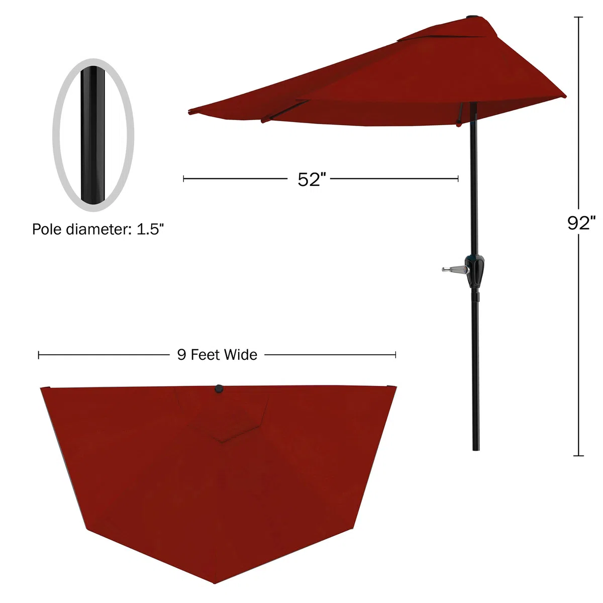 9-stopowy parasol tarasowy z łatwym otwieraniem korby baldachim na balkony, werandę lub agę