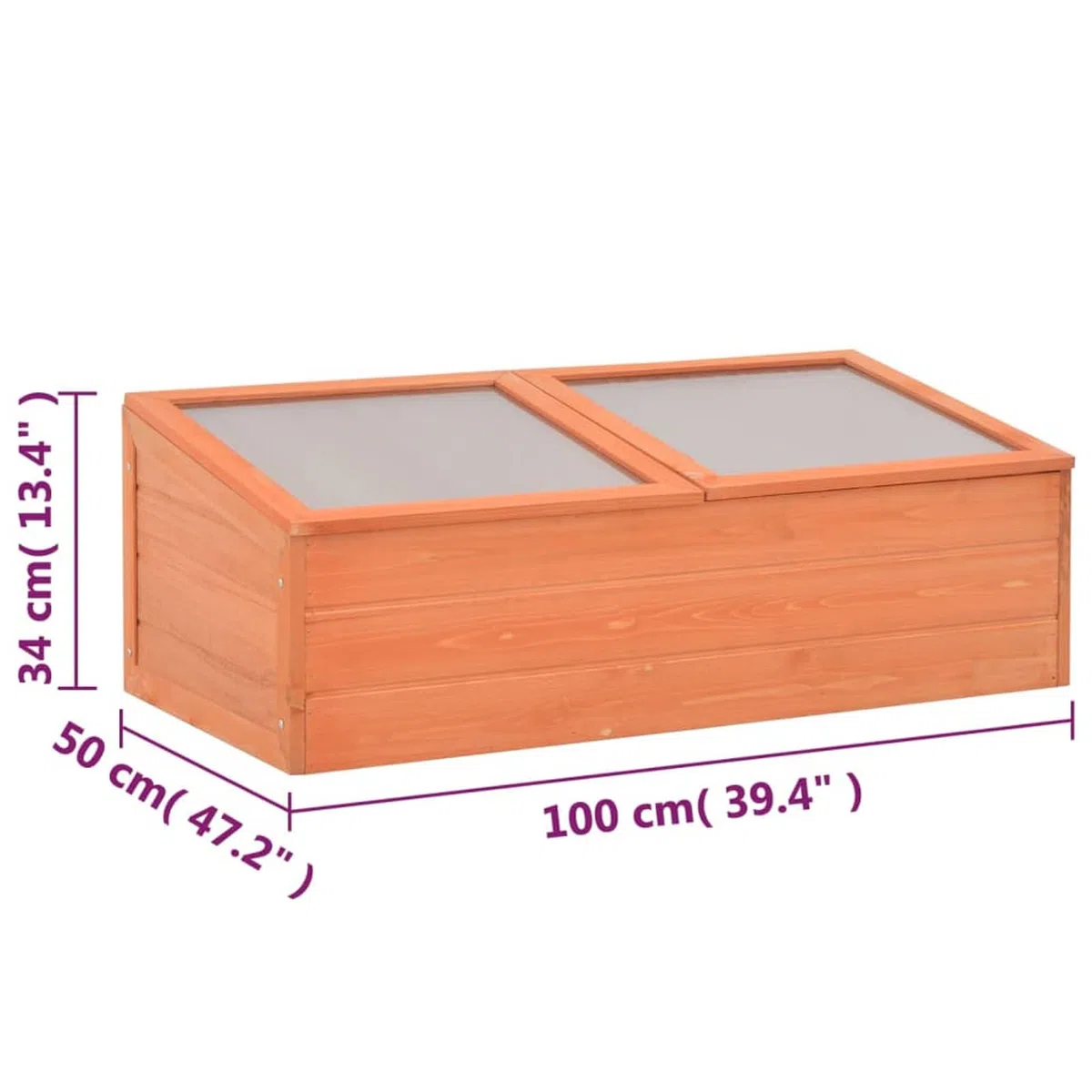 Inspekt 100 x 50 x 34 cm, z drewna i płyty PC, wytrzymała szklarnia z pokrywą na zawiasach, idealna do ochrony przed mrozem młodych roślin na wiosnę