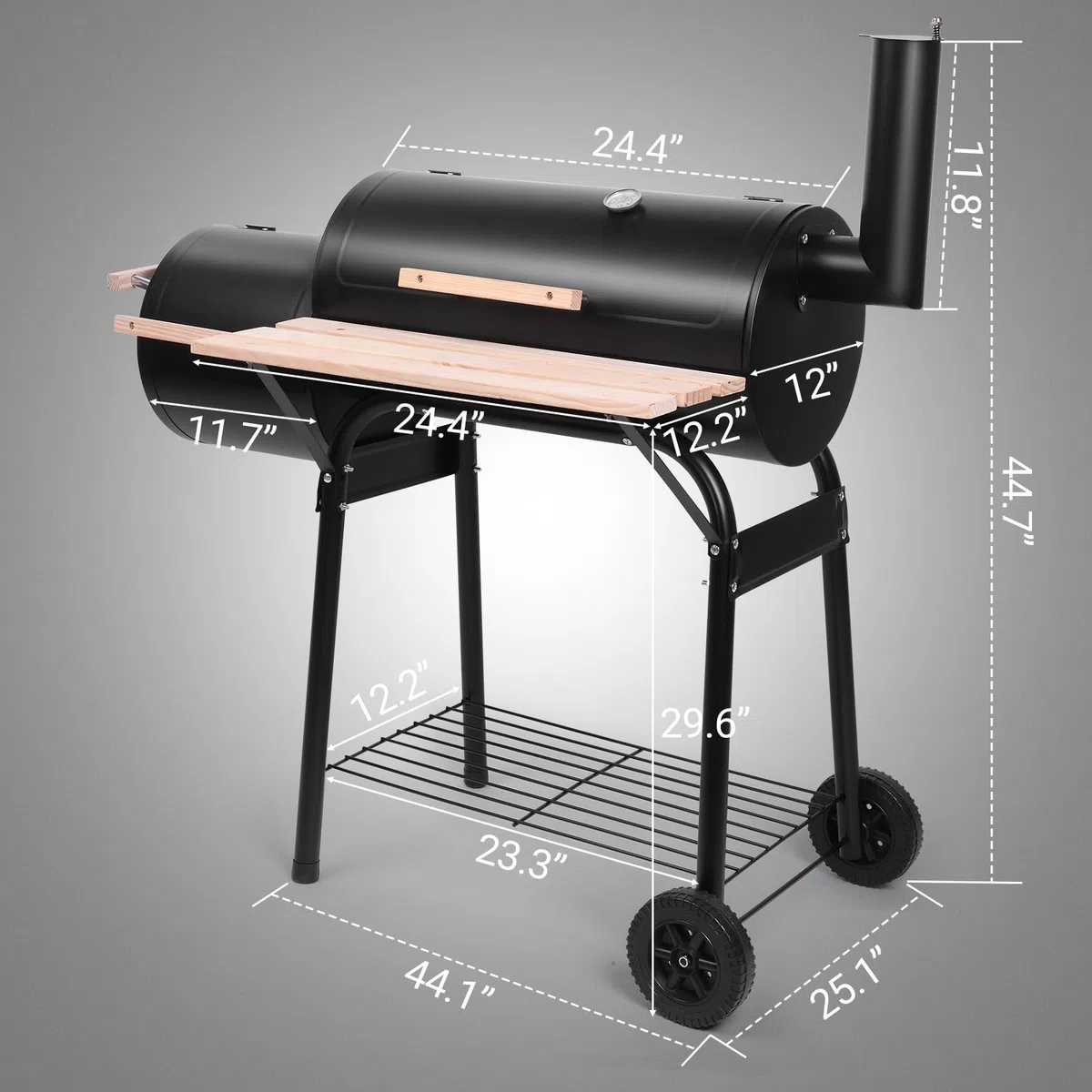Outvita Grill na węgiel drzewny, na zewnątrz, patio, grill z palnikiem offsetowym, kółkami i tacą, na piknik balkonowy, imprezę i kemping