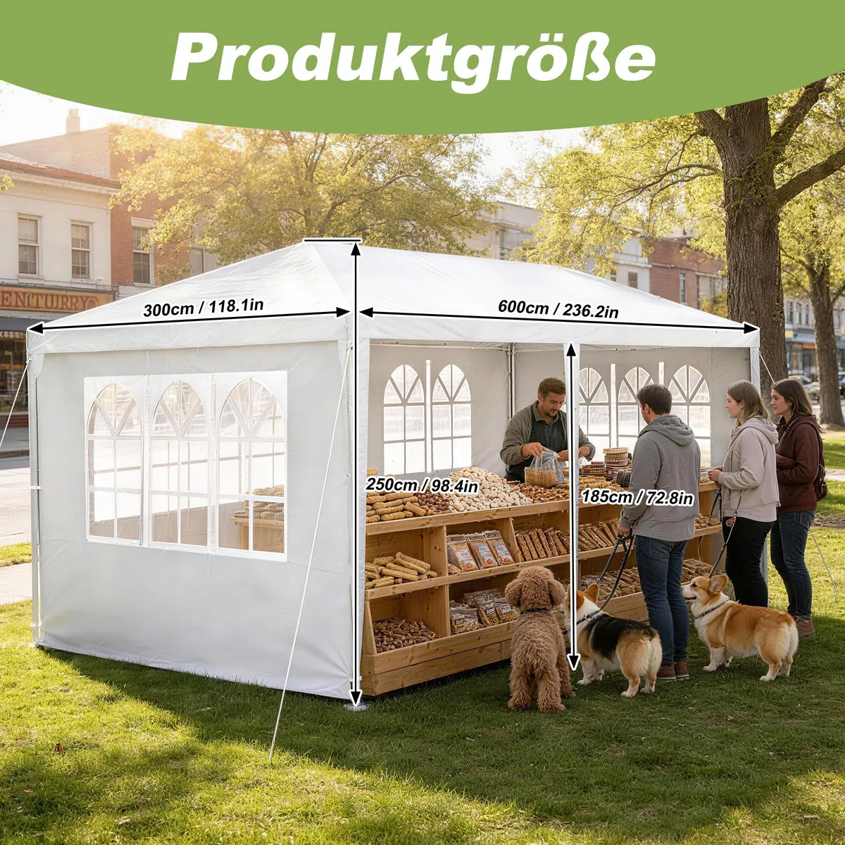 YUENFONG Pawilon składany 3 x 6 m, pawilon ogrodowy ze zdejmowanymi częściami bocznymi i dachem, stabilna pergola, wodoszczelny i wodoszczelny, namiot imprezowy do ogrodu, na taras i kemping, biały