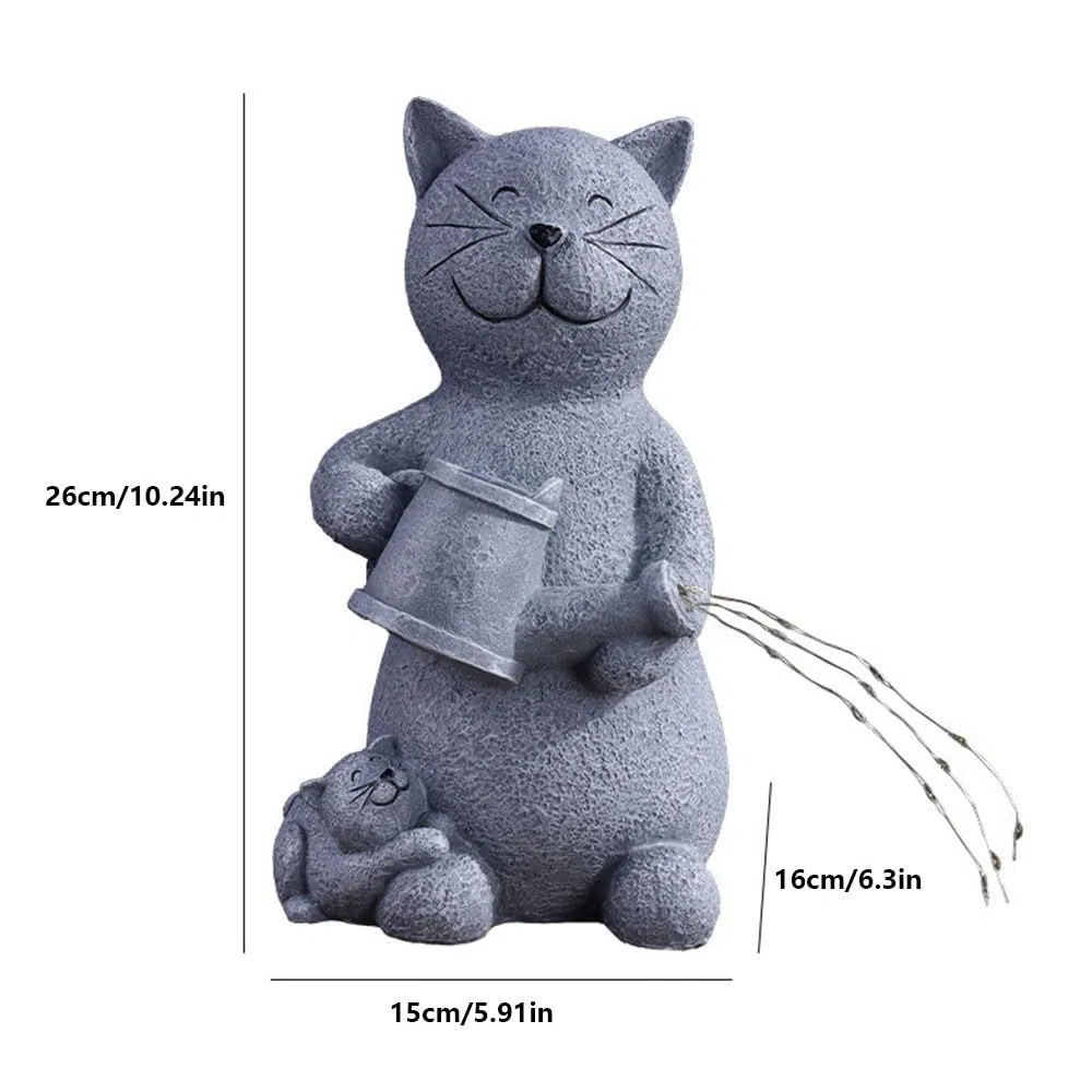 Posąg Ogrodowy Cat Figurine with LED Lights, Solar Garden Statues, Outside Decor for Yard Patio Lawn Ornament, Gardening Gifts for Women, Mom Figurki Ozdoby do trawników ogrodowych