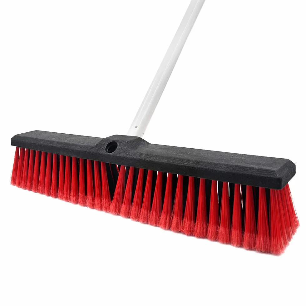 Stainless Steel Push Broom 17.7 in Wide Rough Surface Floor Scrub Brush Indoor Outdoor