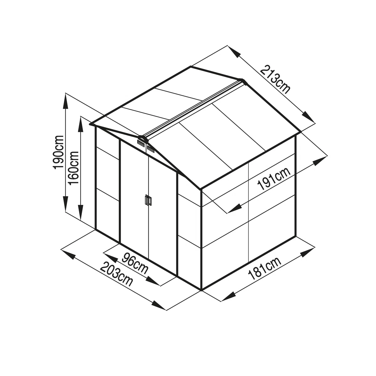 Domek ogrodowy G21 GAH 407, 213 x 191 cm, szary, łatwy montaż, 4,1 m², ocynkowana powierzchnia, kratka wentylacyjna
