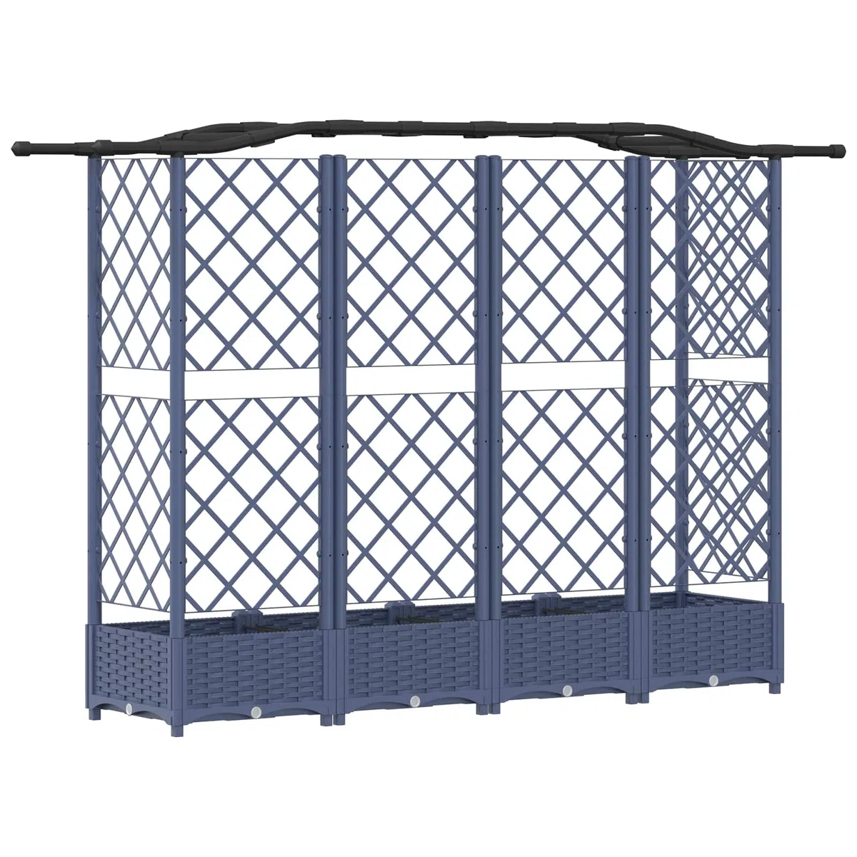 Podwyższone łóżko Polipropylen Szary 203,5 x 40 x 125 cm | Z kratą i dachem, zintegrowany drenaż, do pnącza, patio lub balkonu