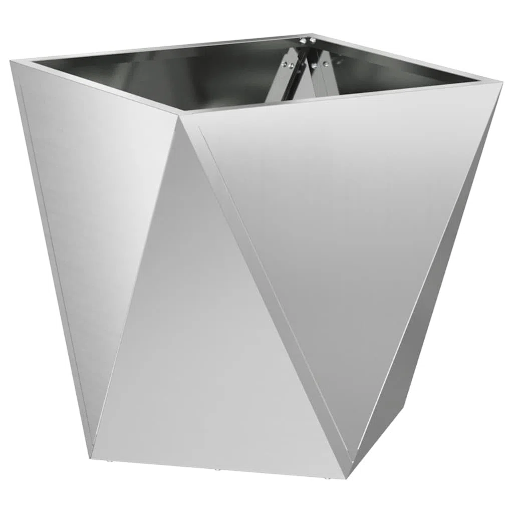 Donica 2 szt Srebrny 50x50x50 cm Stal Galwanizowana Do Ogrodu Tarasu Pojemnik na Rośliny Ozdobne Dekoracyjny Wytrzymały Nowoczesny Design
