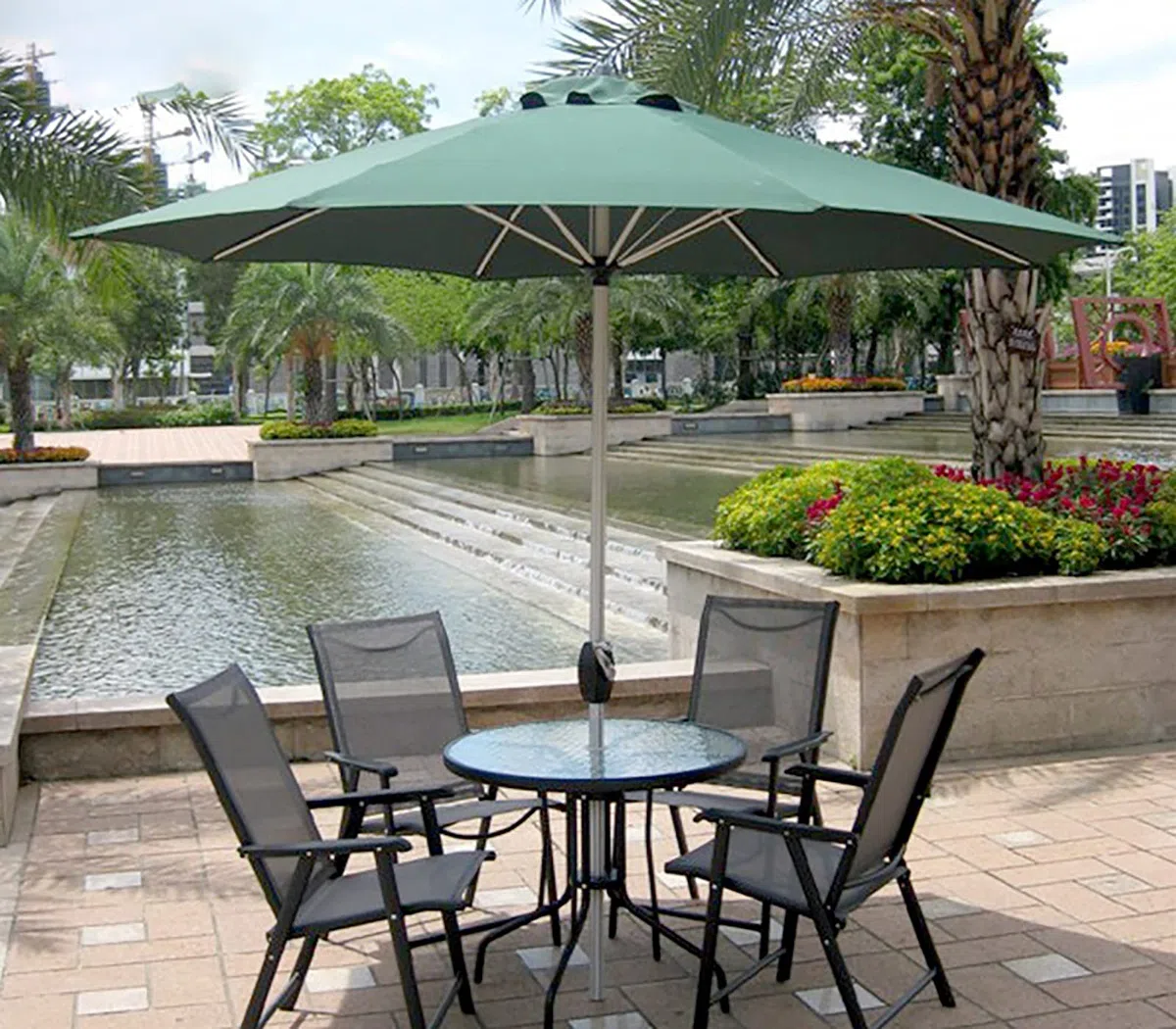 Parasol ogrodowy, duży parasol tarasowy, 2,7 m, parasol ogrodowy z aluminiowym drążkiem i korbą, zadaszenie do basenu podwórkowego
