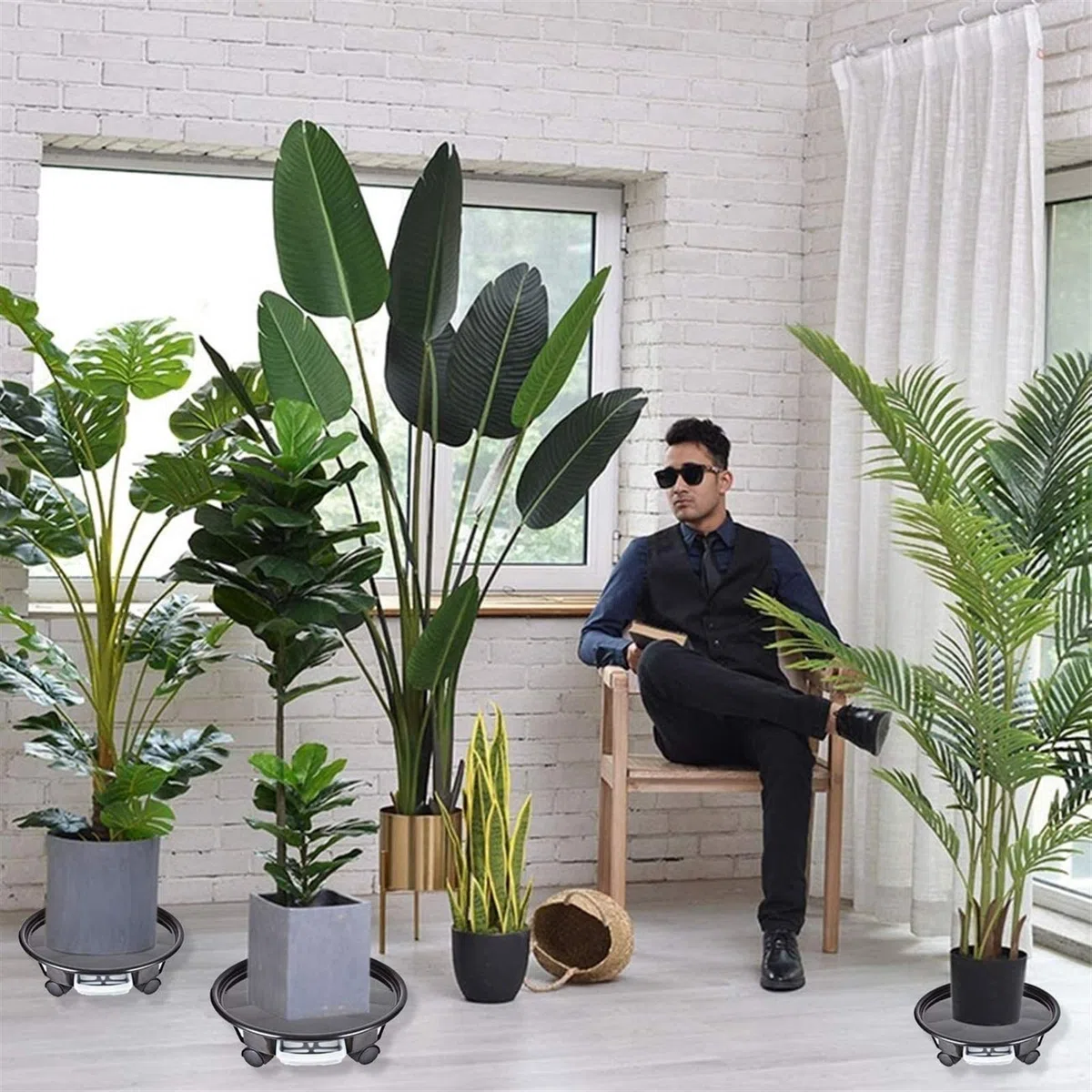 tace na nasiona, stojak na doniczki do ciężkich ładunków Wózek na sadzarkę ze stali tocznej, okrągły stojak na rośliny doniczkowe z kółkami, kółka do palet do garnków z żelaznymi kółkami i
