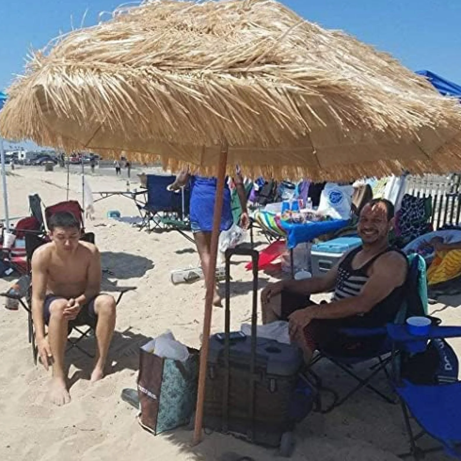 Parasol Ogrodowy Wodoodporny Przeciwsłoneczny Składany Przechylany Ø240cm (7,8 Stopy) Hawajski