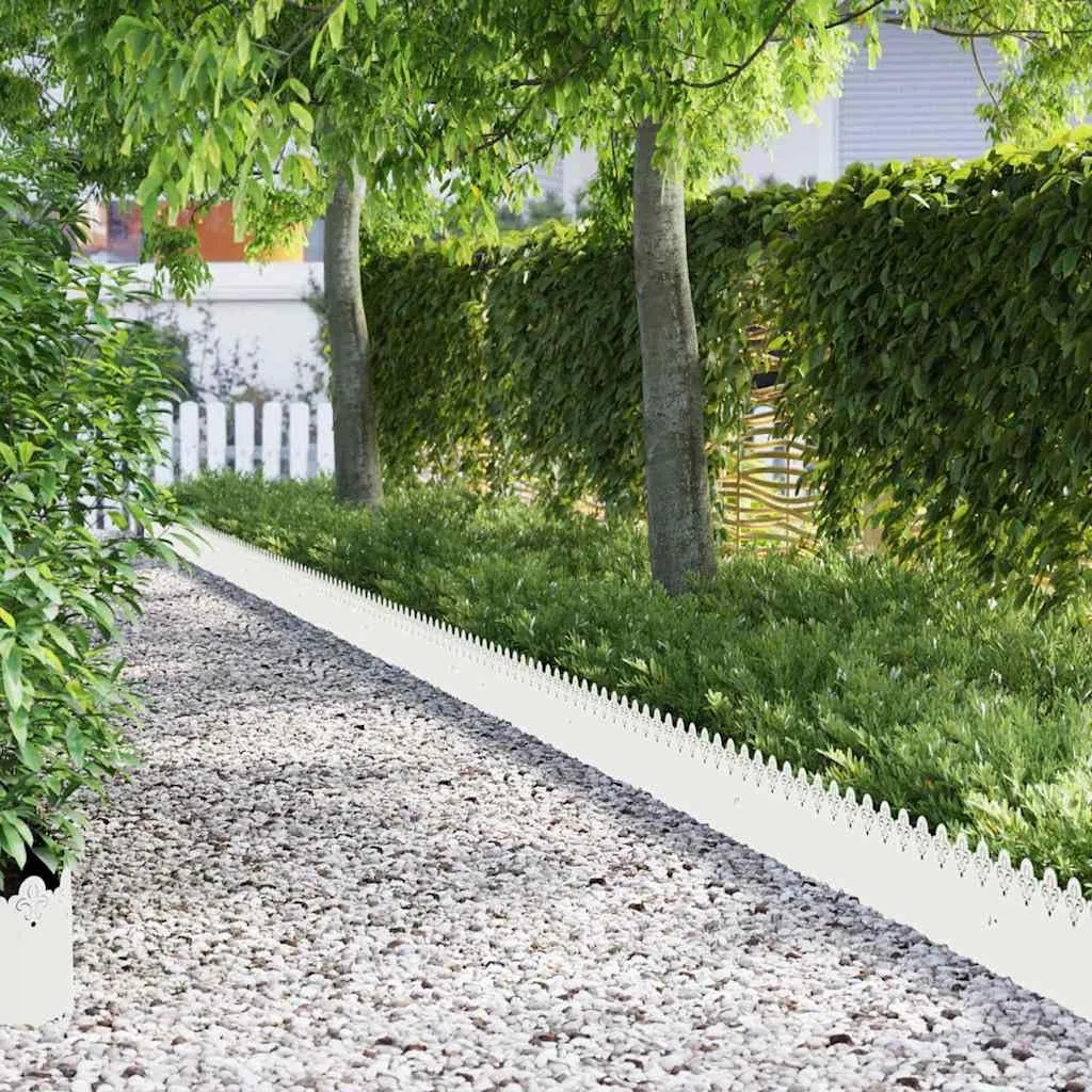 vidaXL Obrzeża trawnikowe 10 szt. 103 x 0,05 x 22 cm Stal Biały