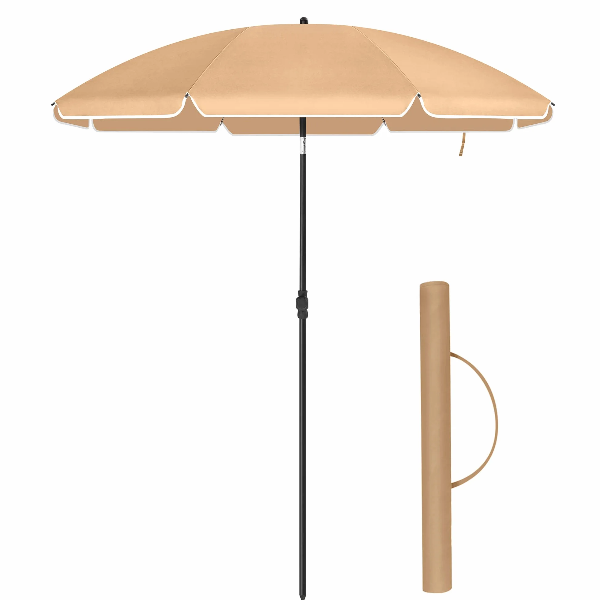 SONGMICS Parasol plażowy, Ø 160 cm, parasol ogrodowy, ochrona UV do UPF 50+, składany, ochrona przeciwsłoneczna, przenośny, żebra parasola wykonane z włókna szklanego, ciemnoszary GPU60BR