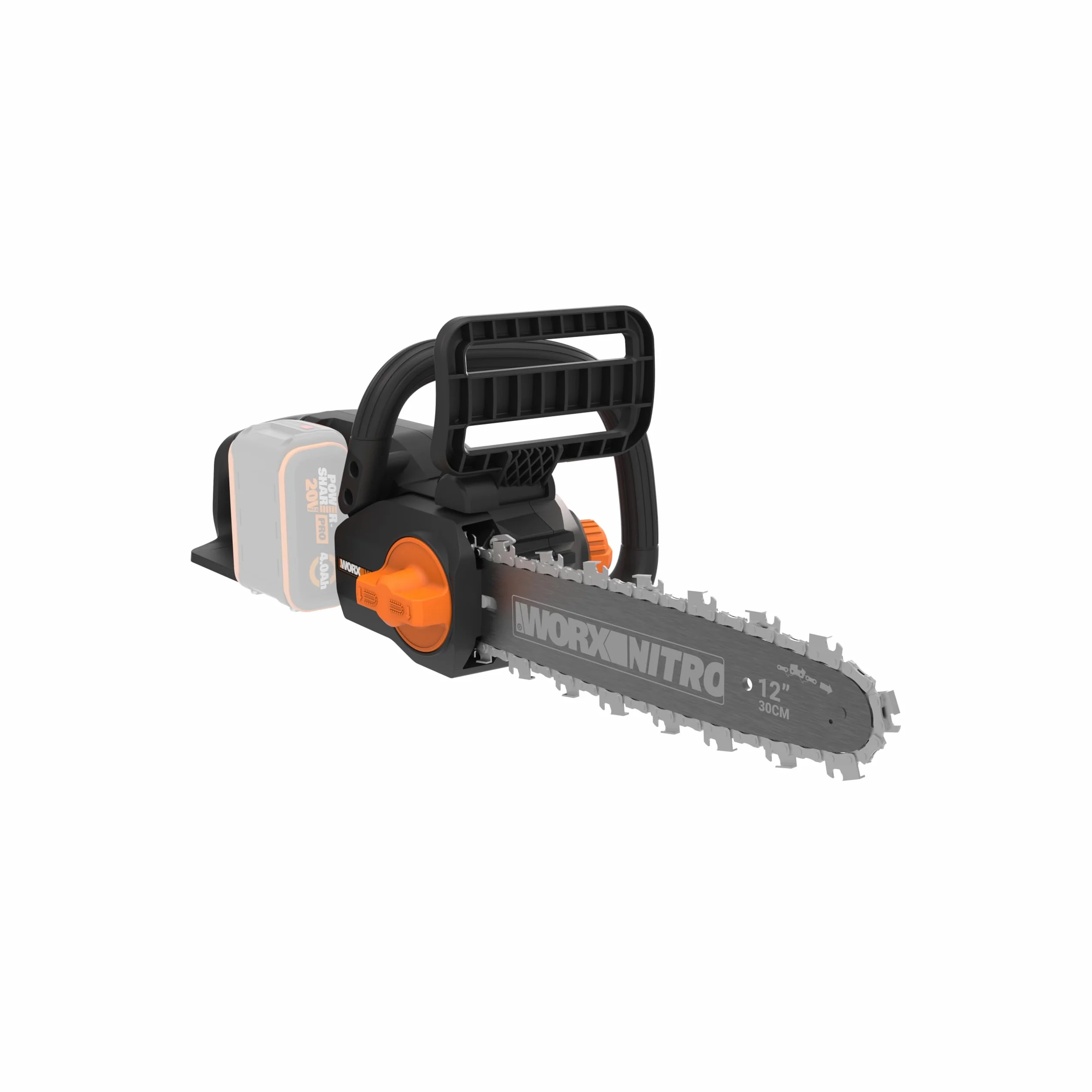 WORX WG350E.9 Nitro profesjonalna akumulatorowa piła łańcuchowa 20 V, wydajna piła do drewna, długość cięcia 10 m/s, długość cięcia 30 cm, kompaktowa i bezpieczna, automatyczne smarowanie, łatwe