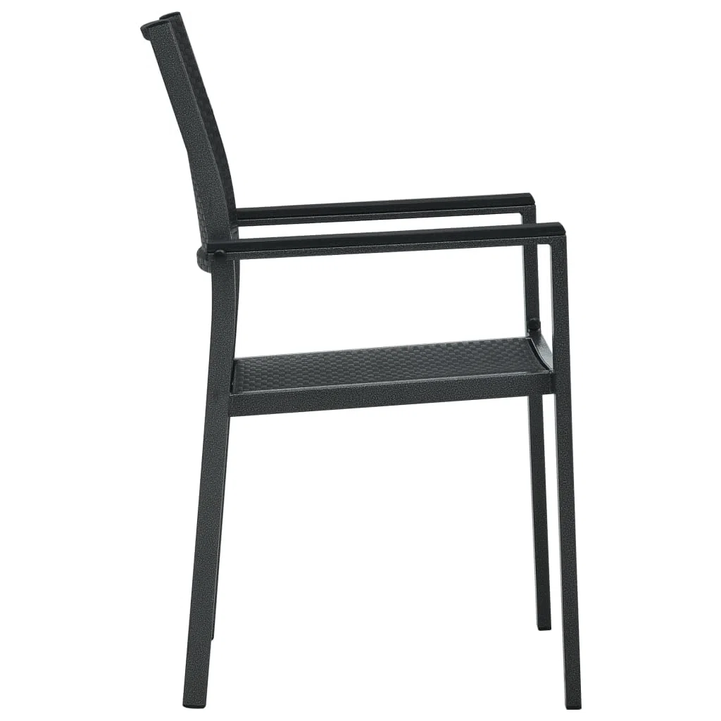 Plastikowe krzesła ogrodowe 2 szt stylizowane na rattan, czarne, ze stalową ramą, lekkie i stabilne, maksymalne obciążenie 110 kg na siedzisko