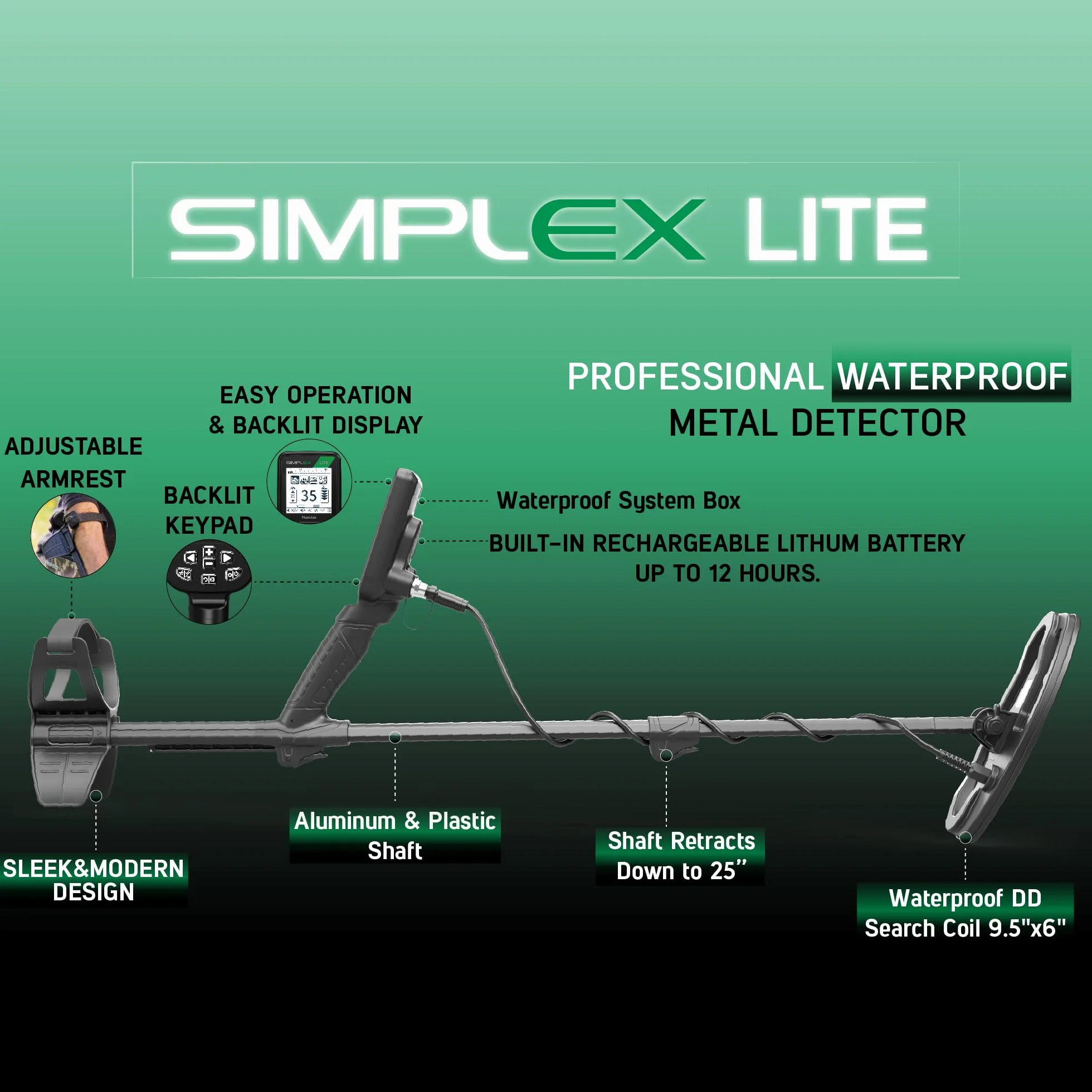 Nokta Simplex Lite wykrywacz metalu z wodoodporną cewką DD 24 cm