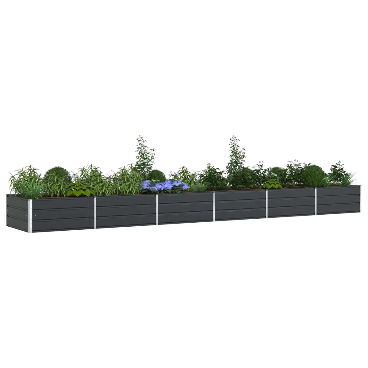 vidaXL Donica Antracyt 580 x 100 x 45 cm Stal Galwanizowana, Donice do ogrodu i na taras, metalowe pojemniki, odporne na warunki, nowoczesne i solidne