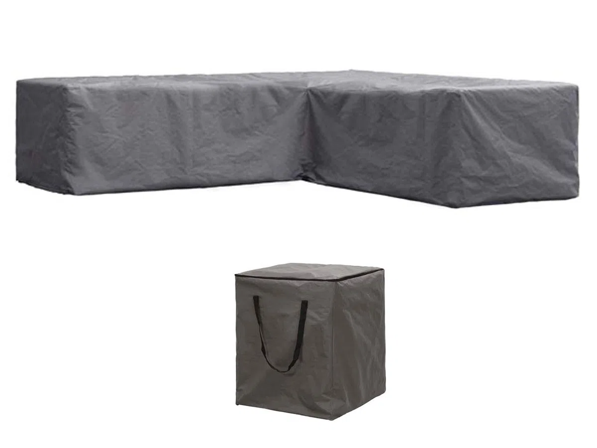 Zestaw pokrowców ochronnych: 250 x 250 cm do ogrodu w kształcie litery L + pokrowiec na 6-8 poduszek