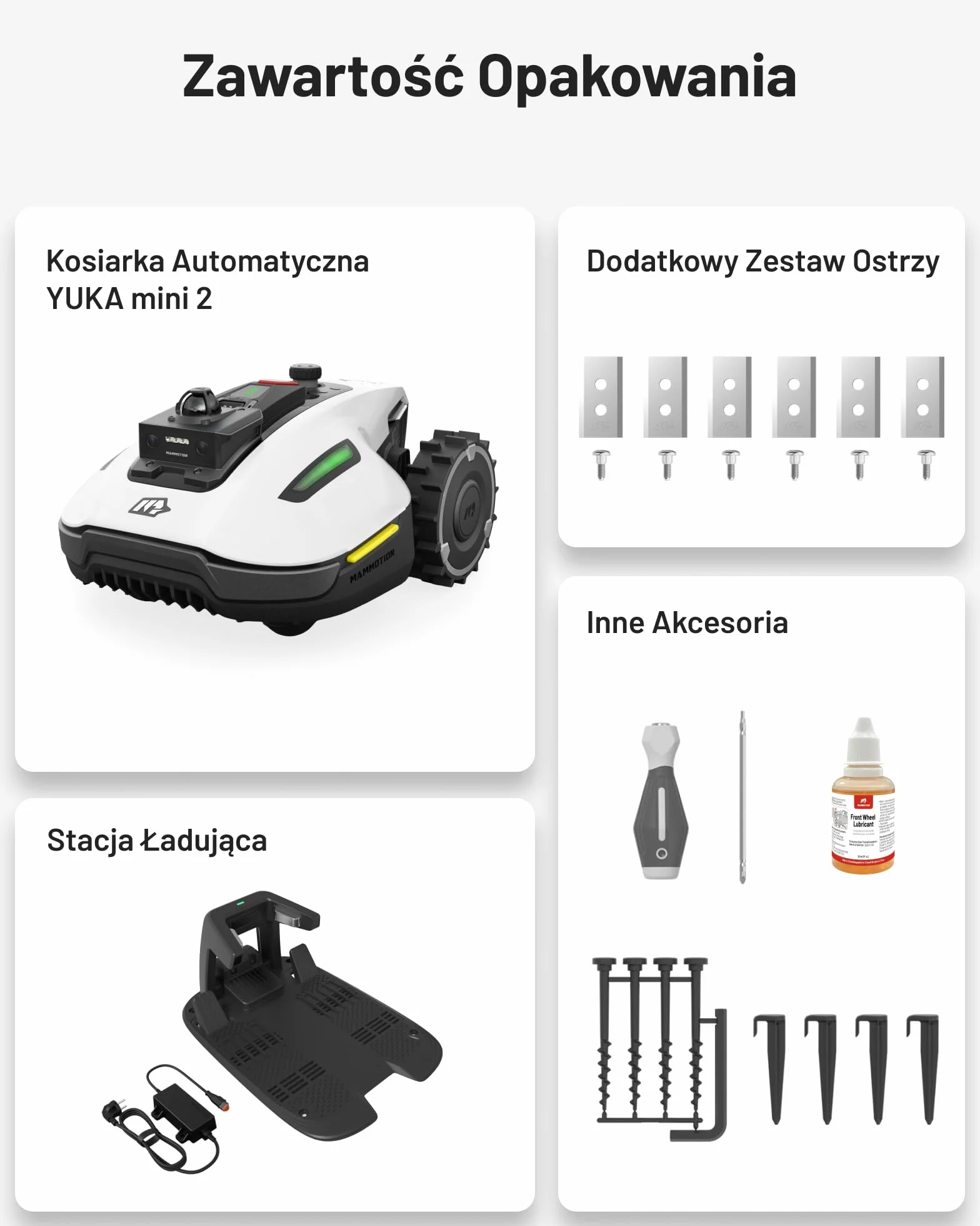 MAMMOTION YUKA mini 2 1000 Robot Koszący bez Kabla Ograniczającego, 1000 m², Nawigacja 360° LiDAR + Kamera AI, Wykrywanie 300 Przeszkód, DropMow